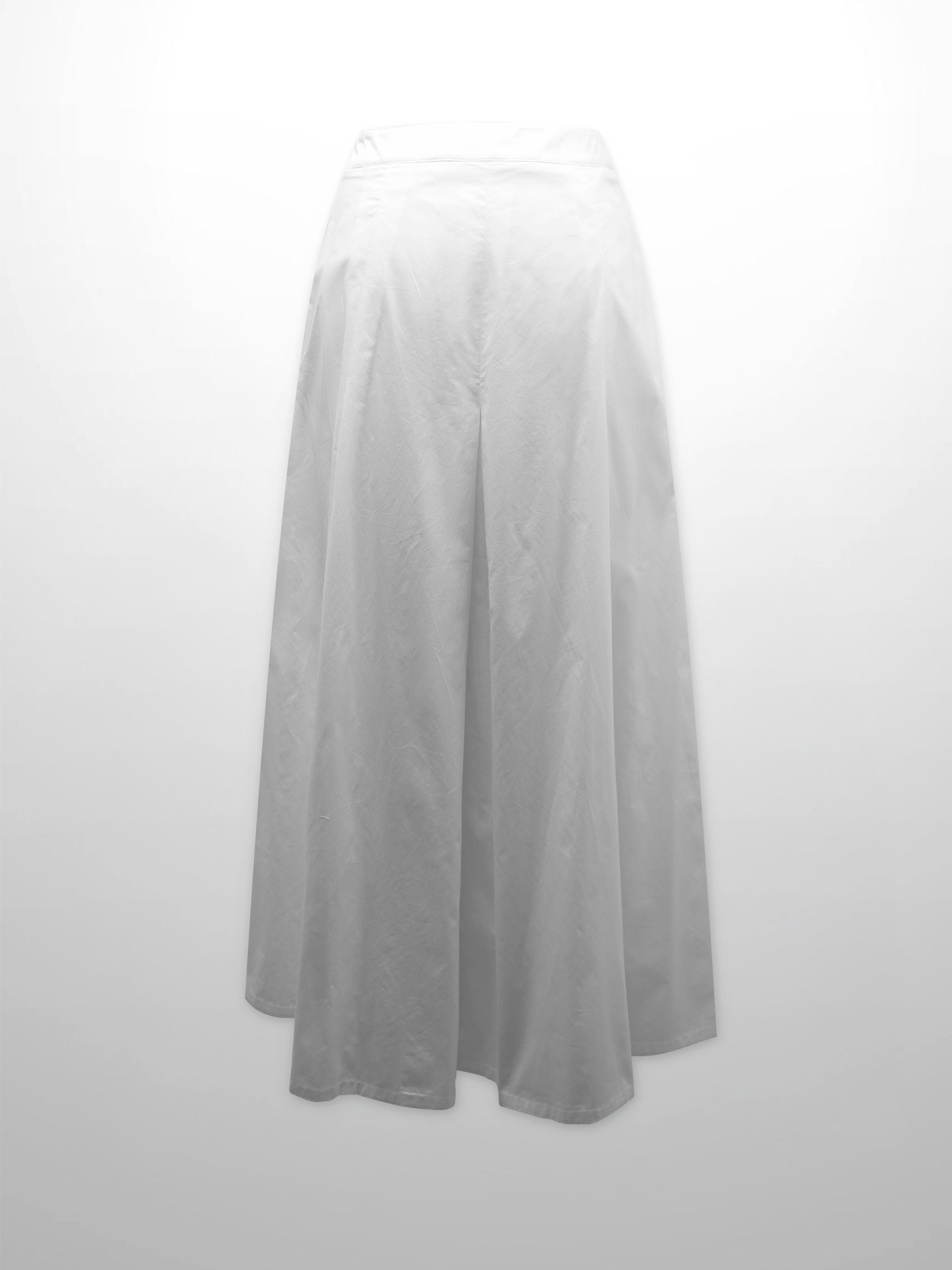 Stitch Down Cotton Pleated Skirt-White