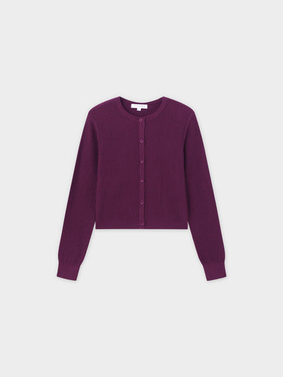 Button Down Ribbed Cardigan-Wine