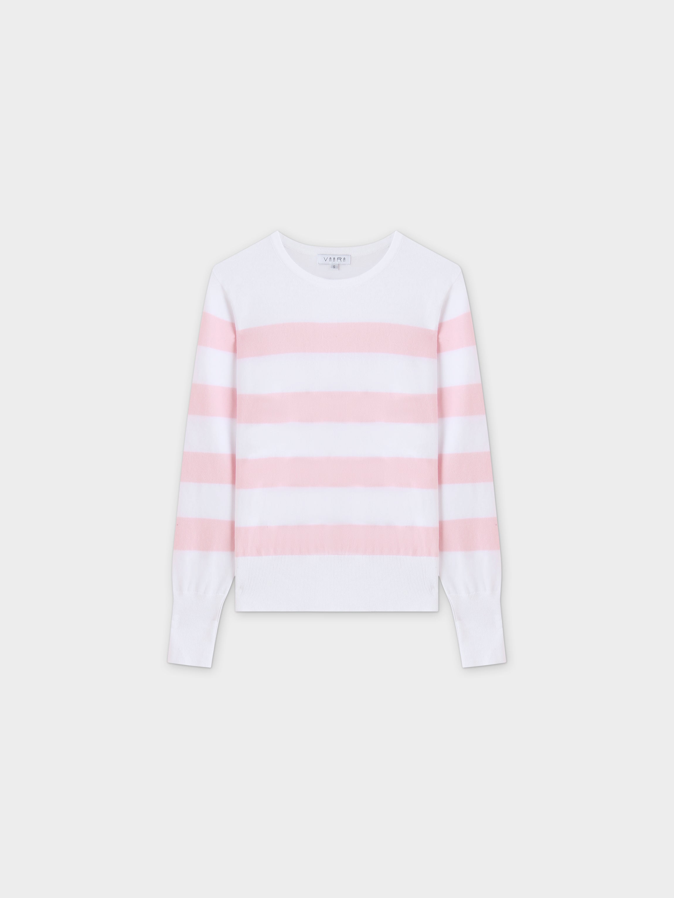 Striped Cotton Sweater-Light Pink