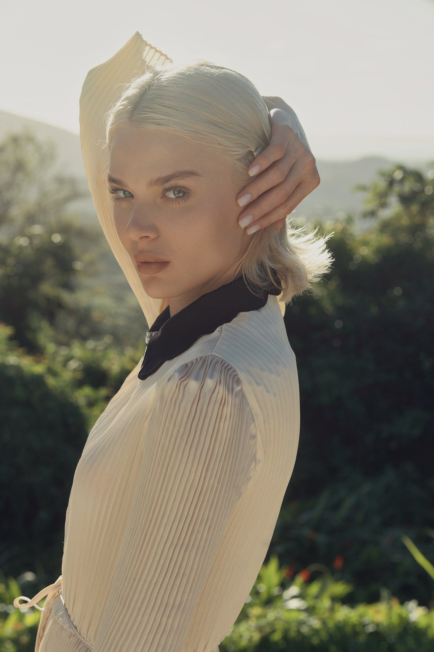 Micro Pleat Dress-Ivory