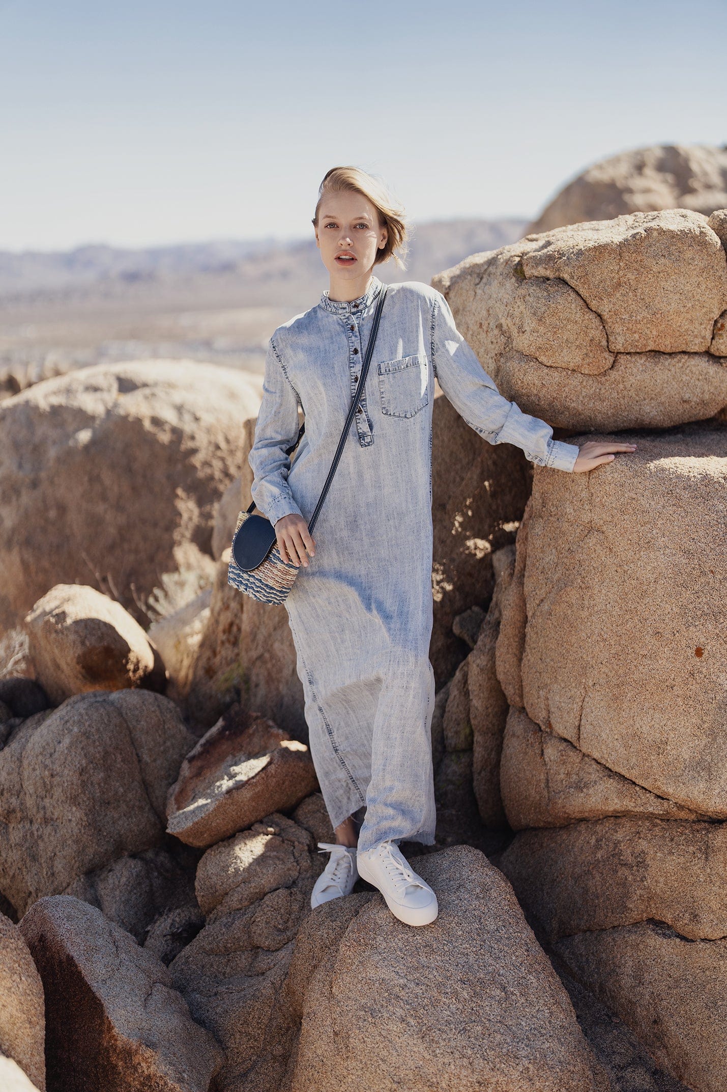 POPOVER DENIM DRESS-WASHED BLUE XXS / MEL114 POPOVER DENIM DRESS-WASHED BLUE XXS / MEL114