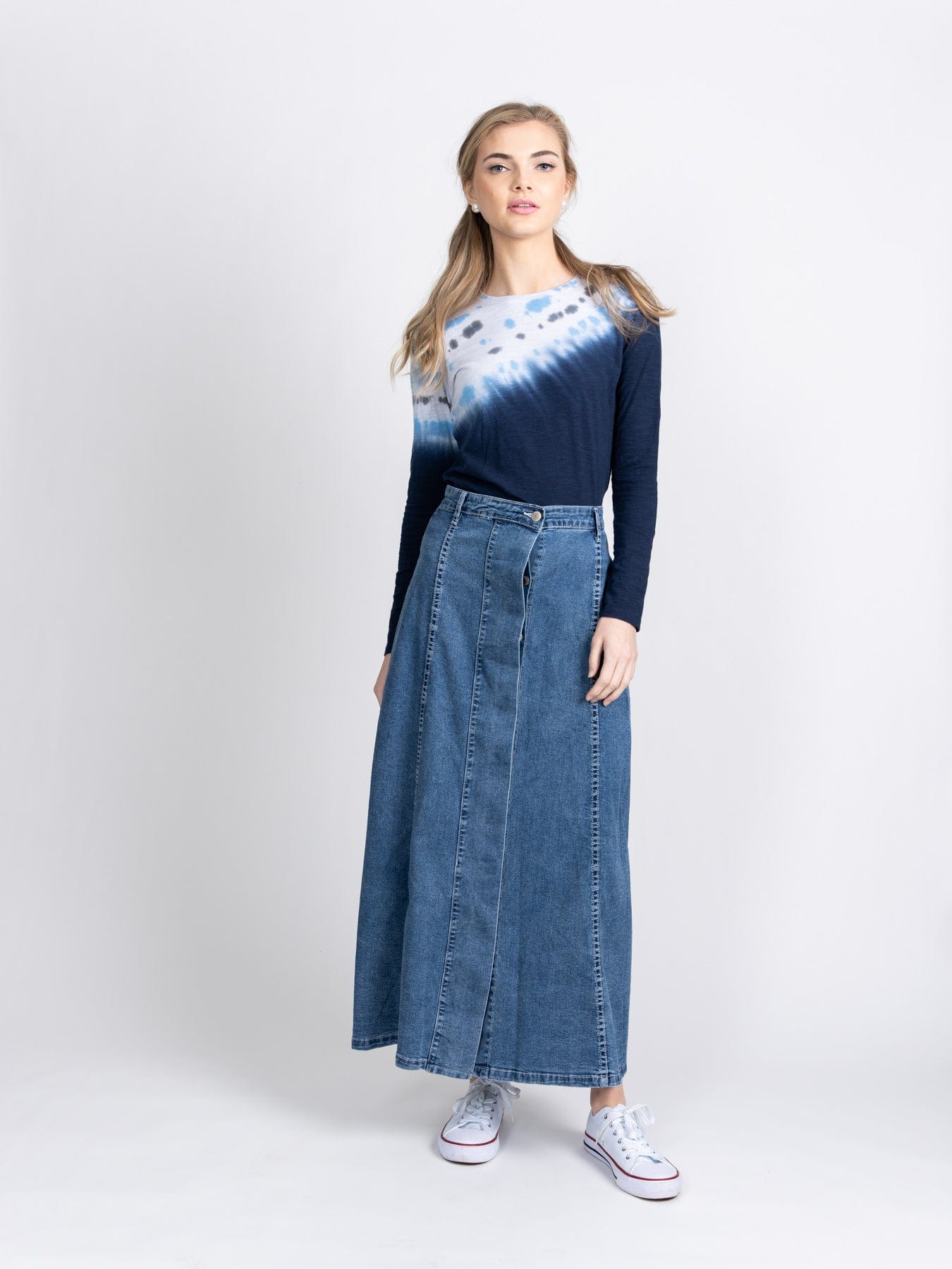 FRONT PLACKET DENIM SKIRT