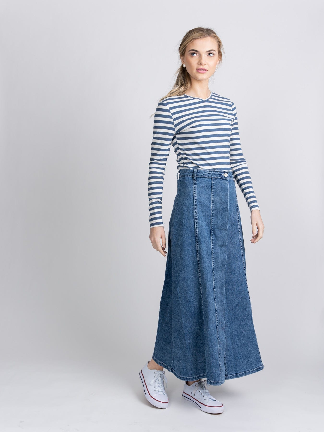 FRONT PLACKET DENIM SKIRT