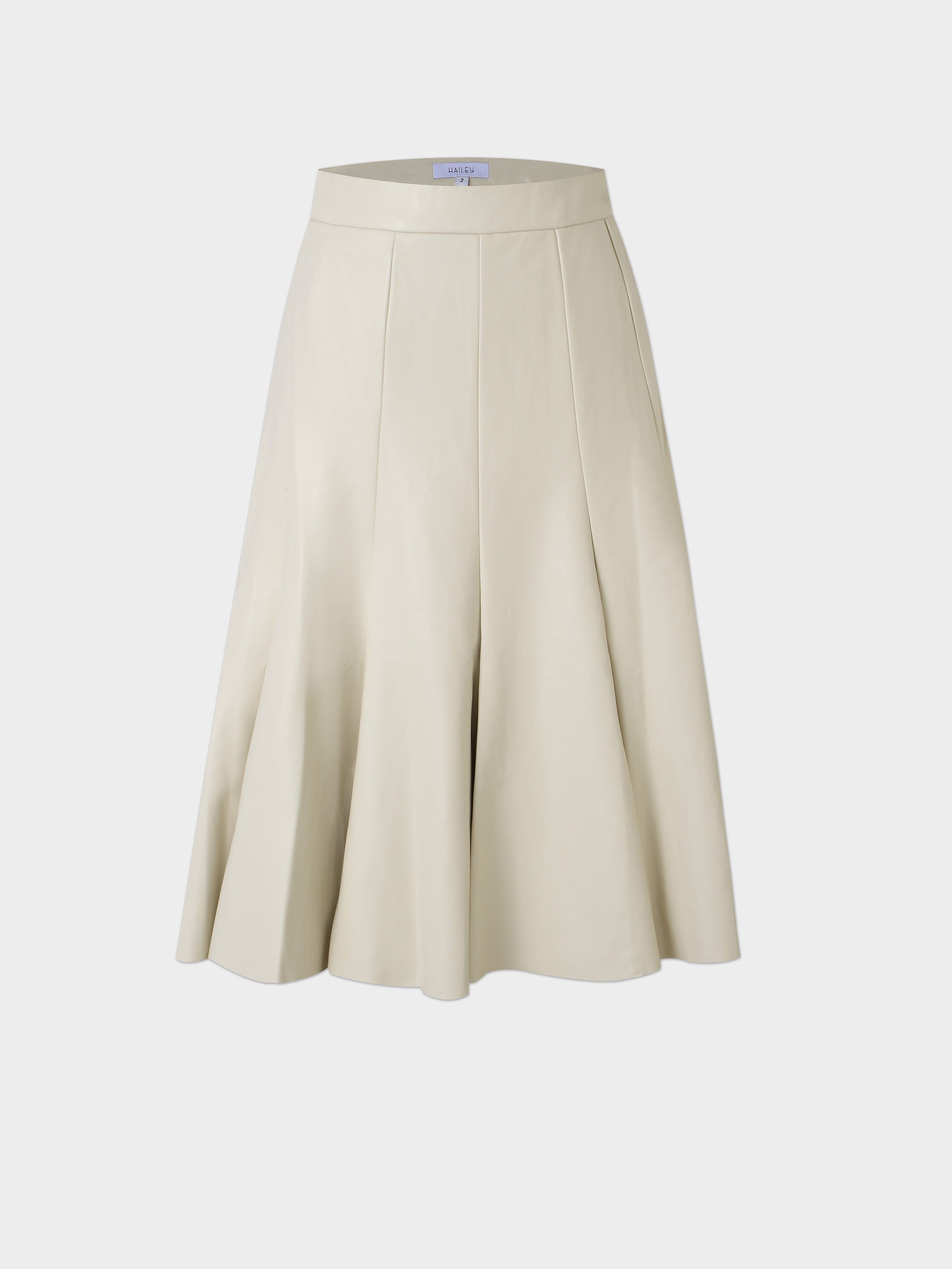Flare Leather Skirt 23.5"-Ivory