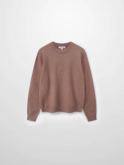 Diamond Stud Design Sweater-Mocha Mousse