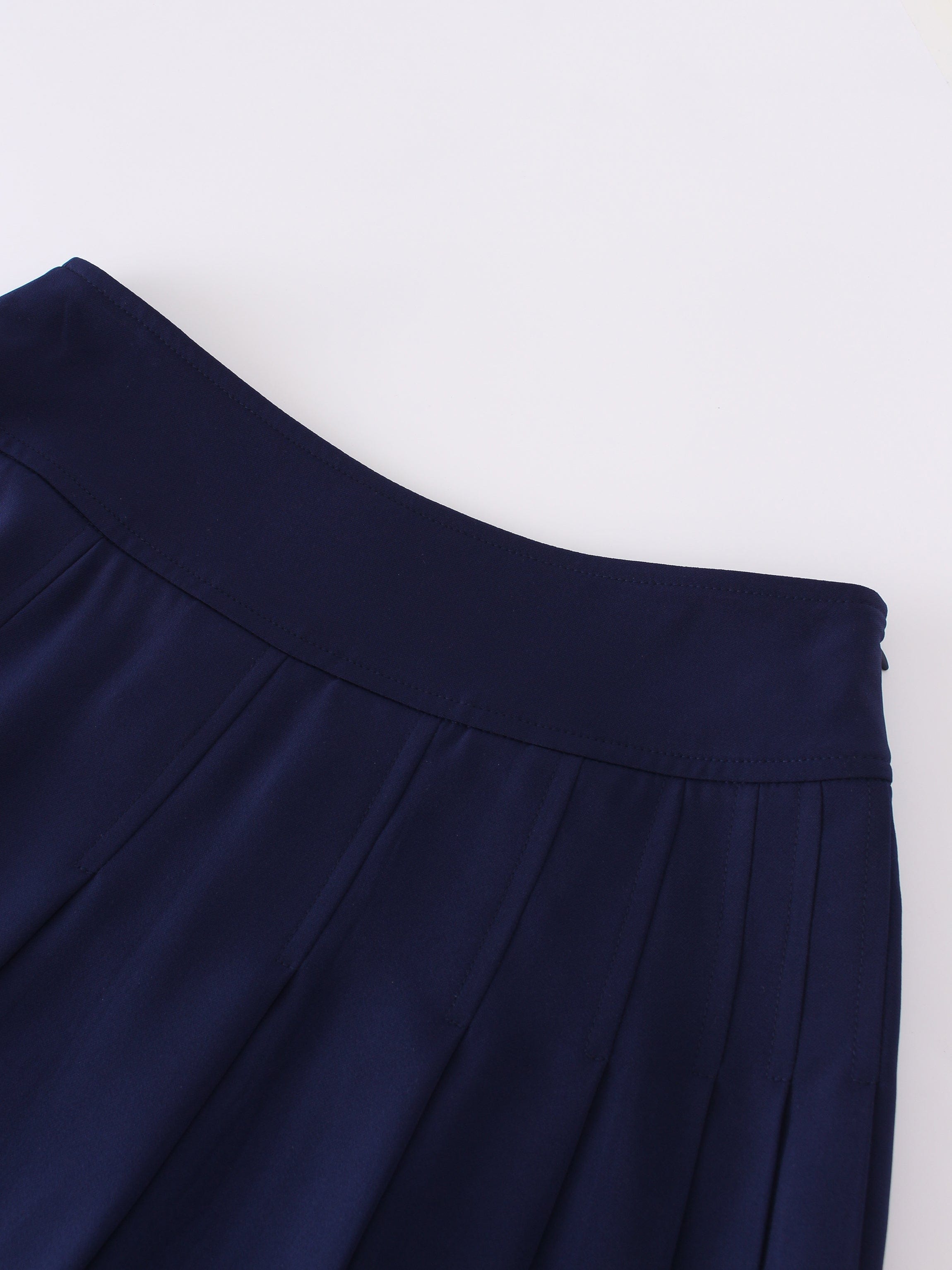 Yoke Pleated Skirt 37"-Navy