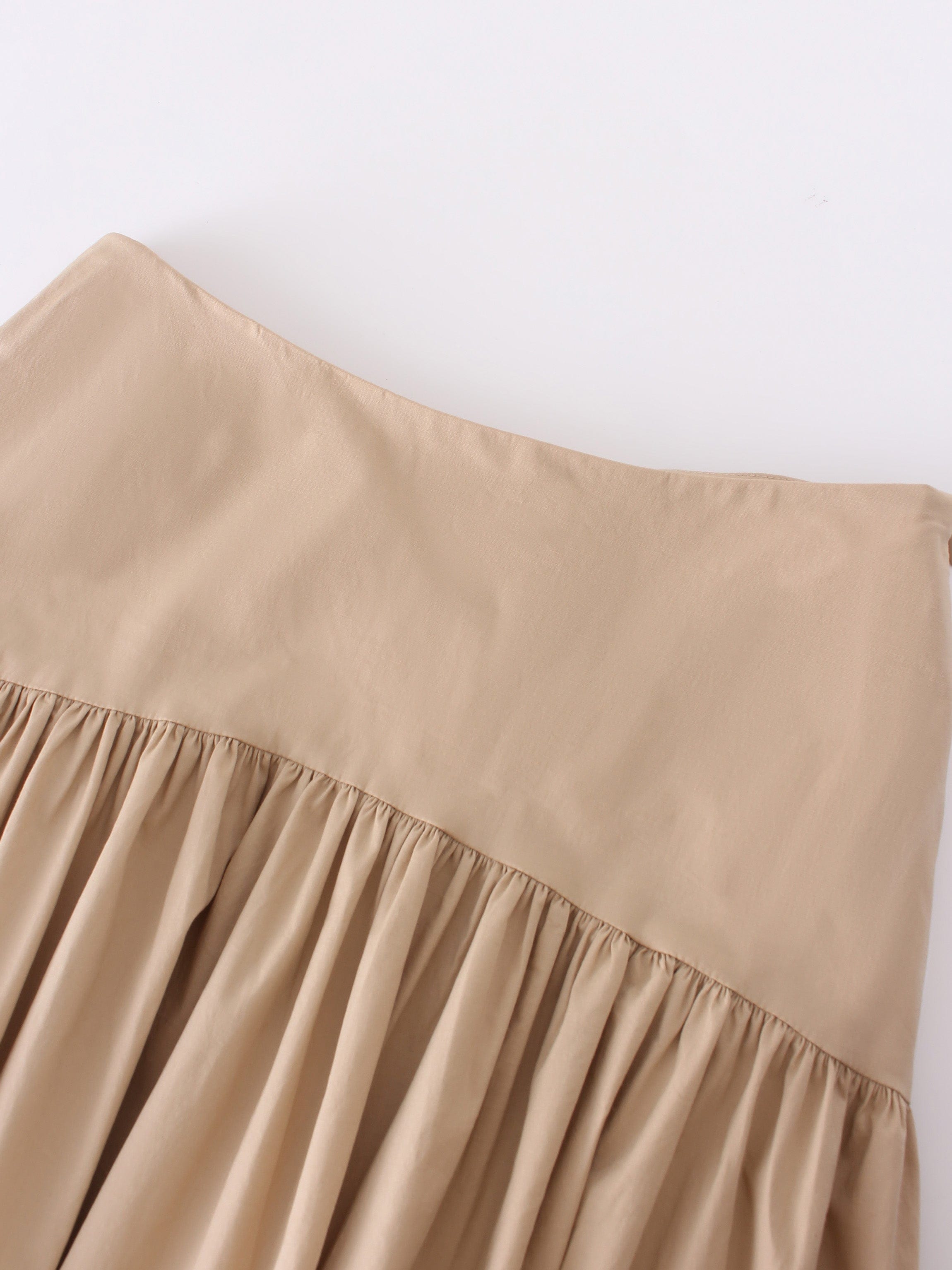 YOKE TIERED SKIRT-TAN
