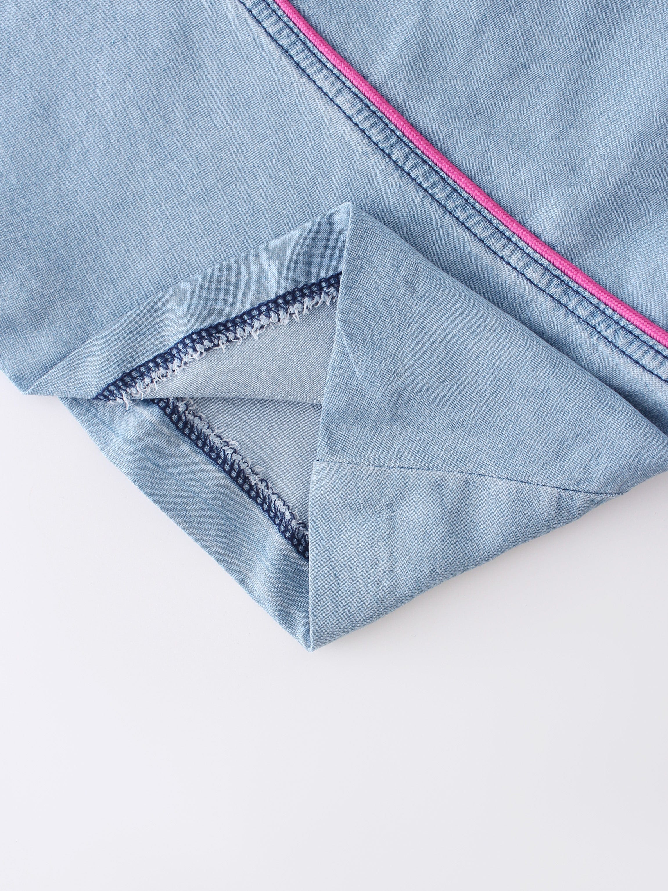 PIPED DENIM SKIRT-LIGHT BLUE