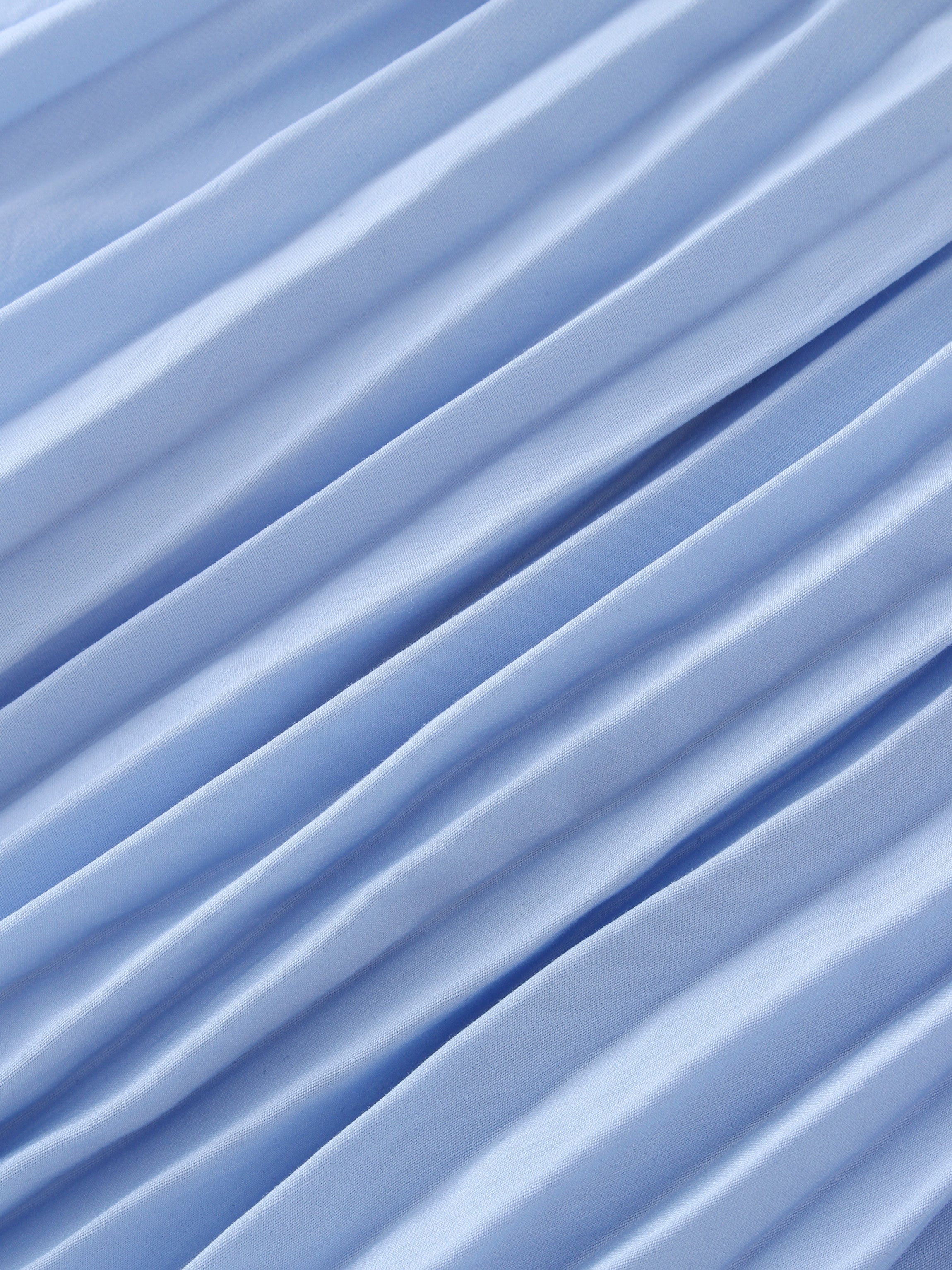 SHIRRED WAIST PLEATED SKIRT (LONG)-LIGHT BLUE