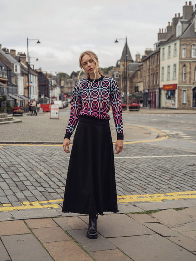 Geometric Design Sweater-Pink
