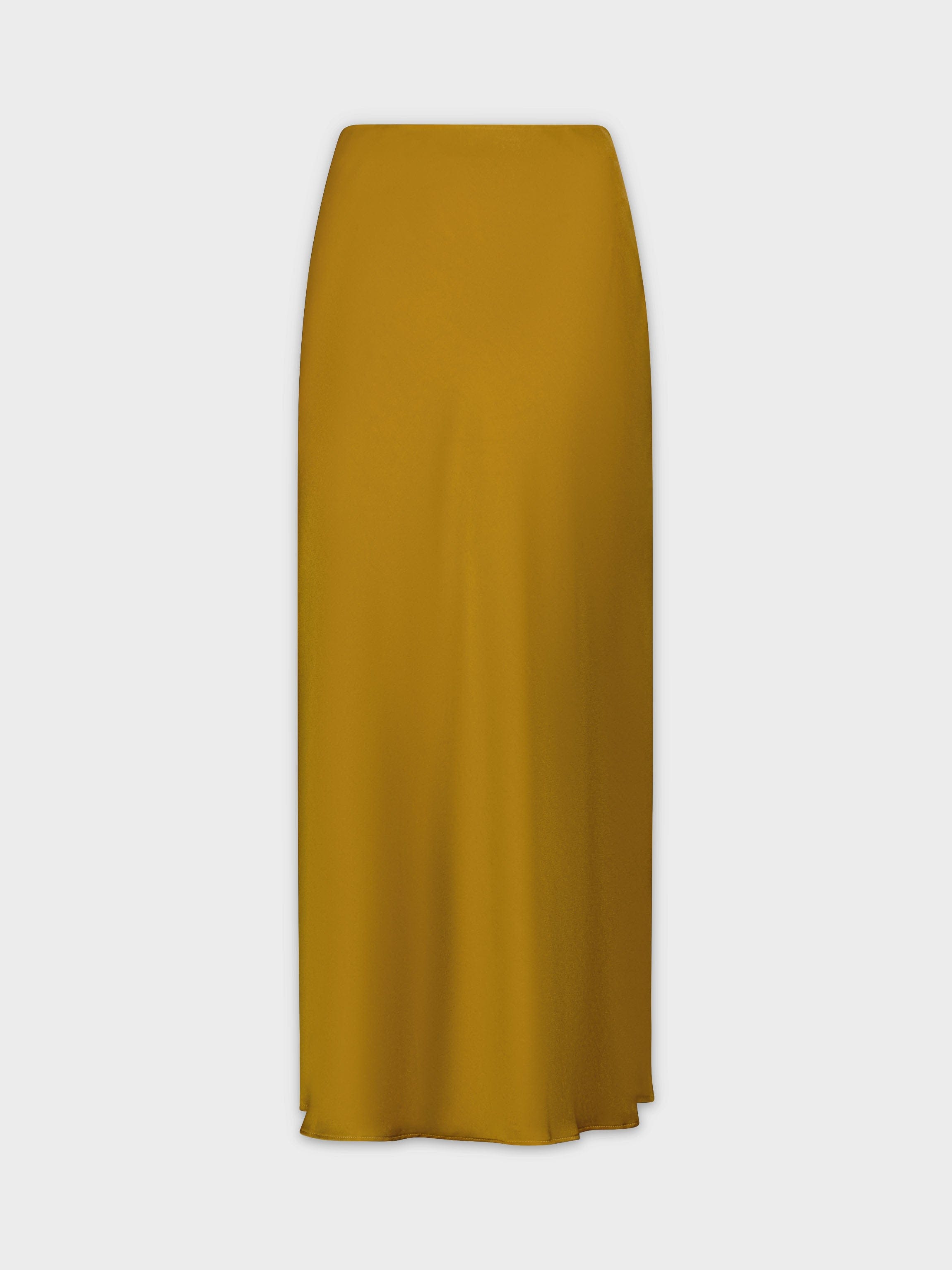 Solid Satin Slip Skirt-Caramel