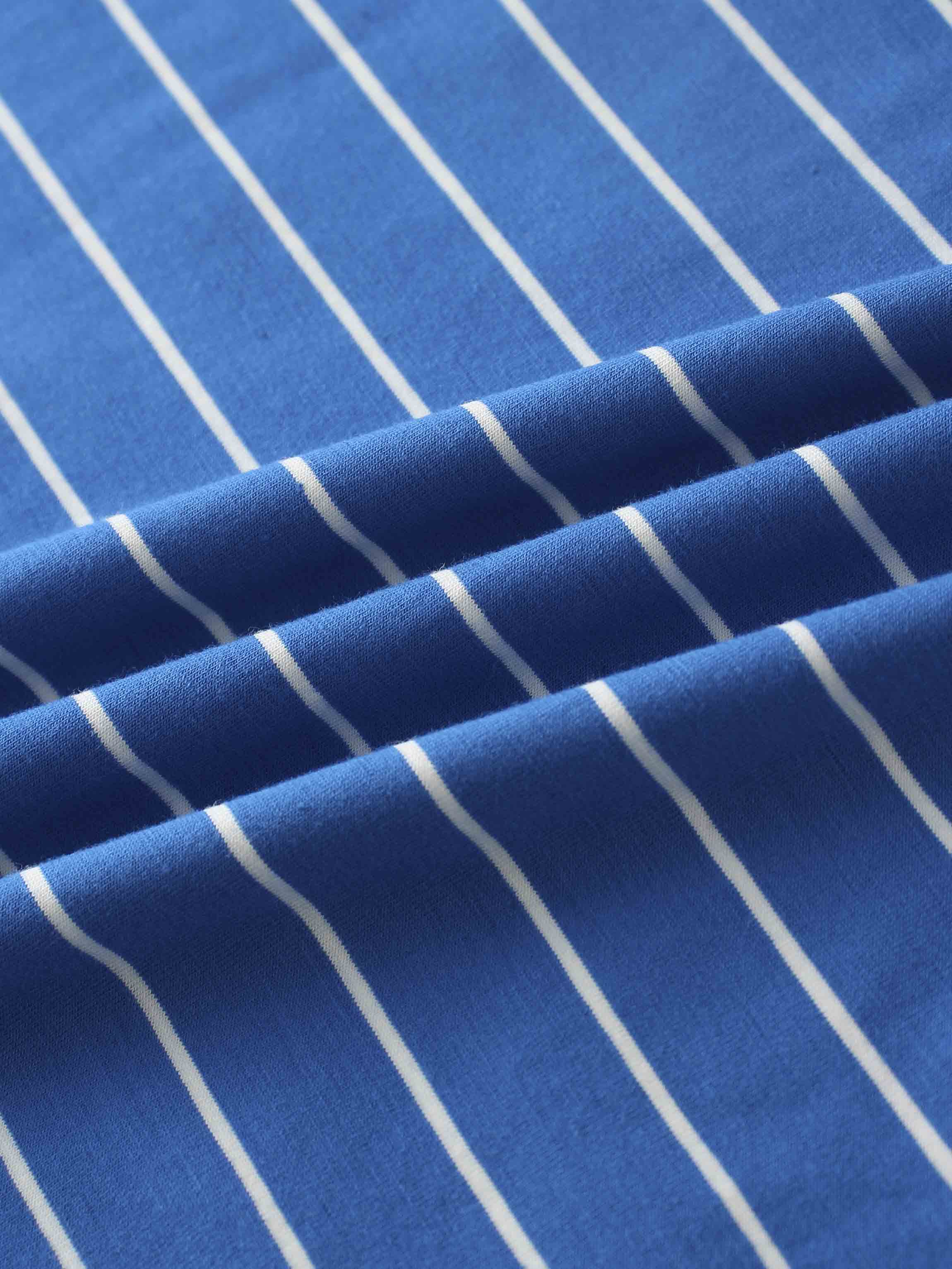 Striped Collar Snap Tee-Cobalt Blue/White