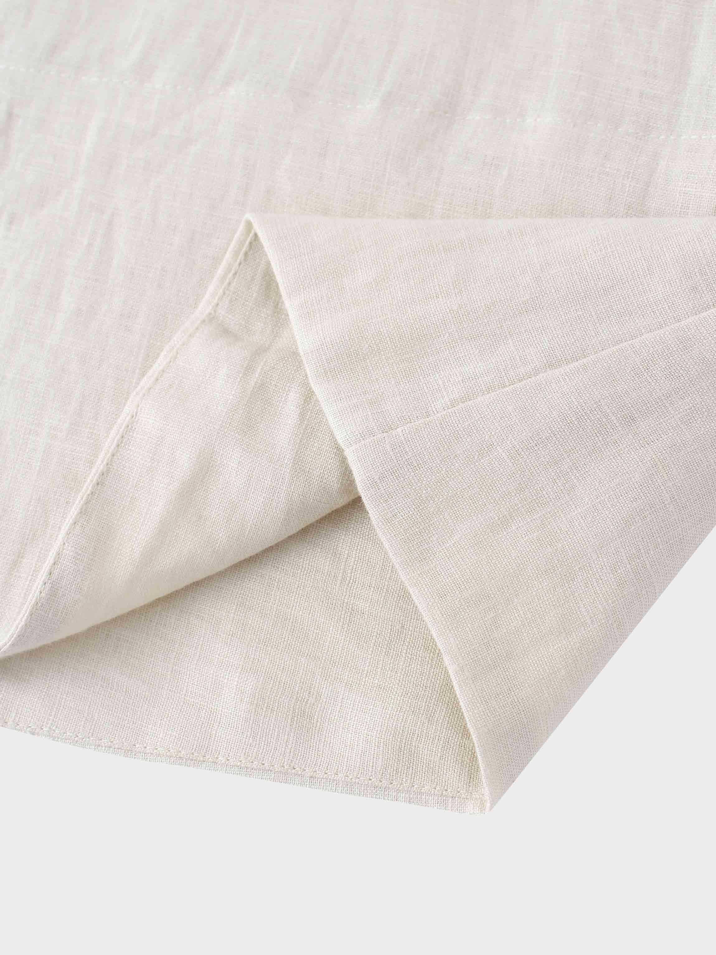 Gathered Waist Linen Skirt-Ecru