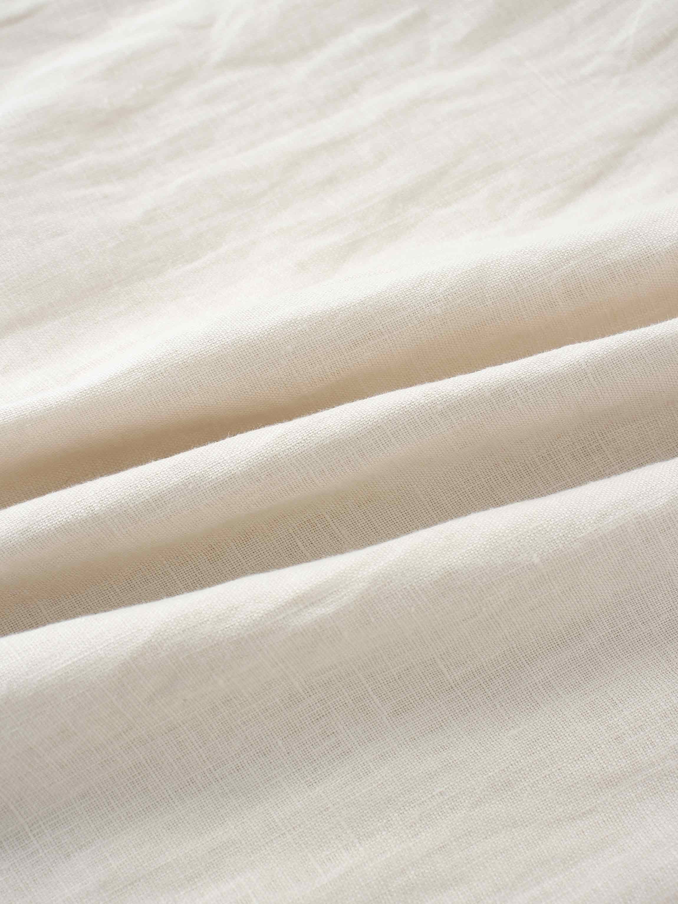 Gathered Waist Linen Skirt-Ecru