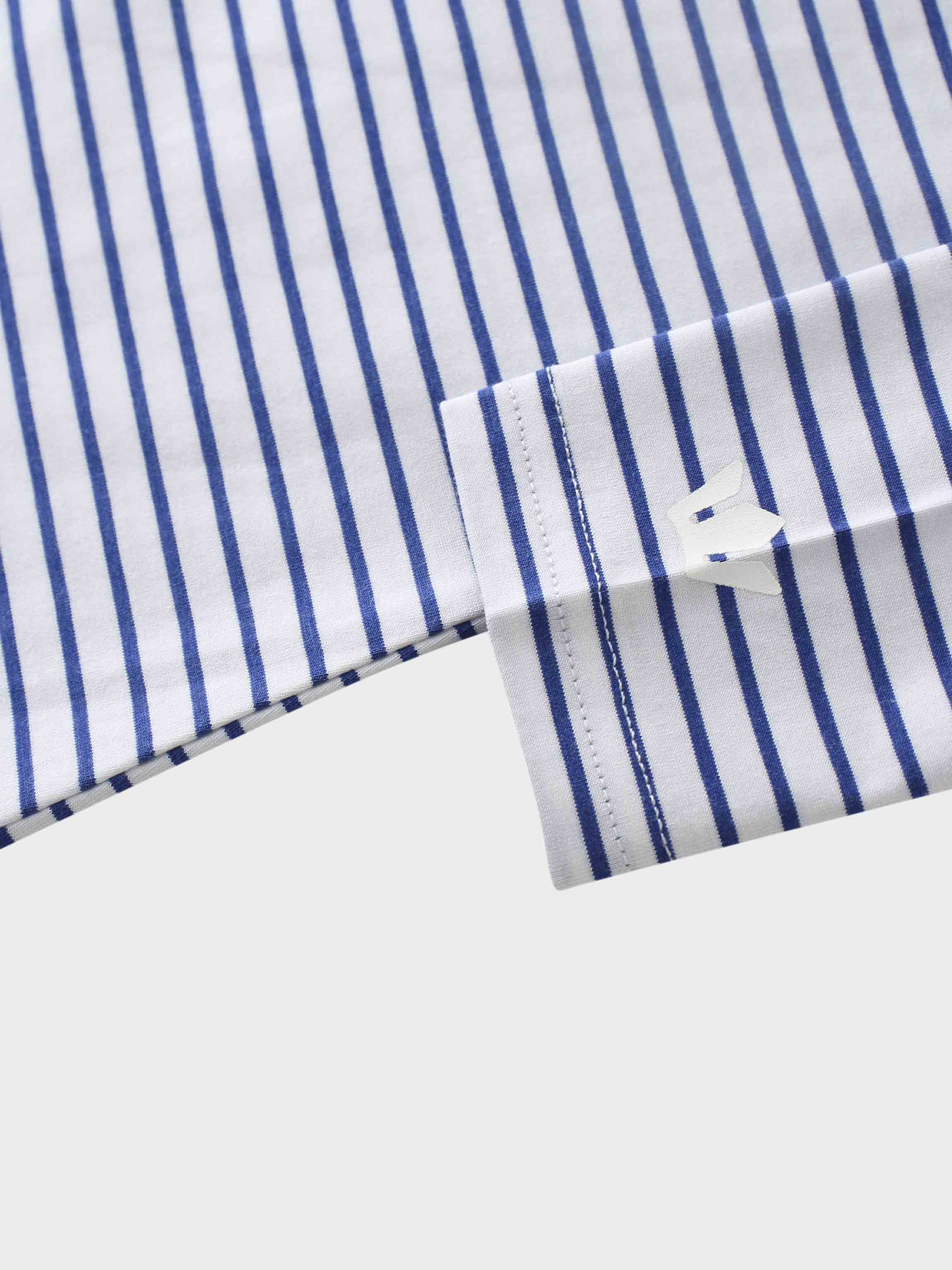 Flat Striped High V Long Sleeve-White/Navy