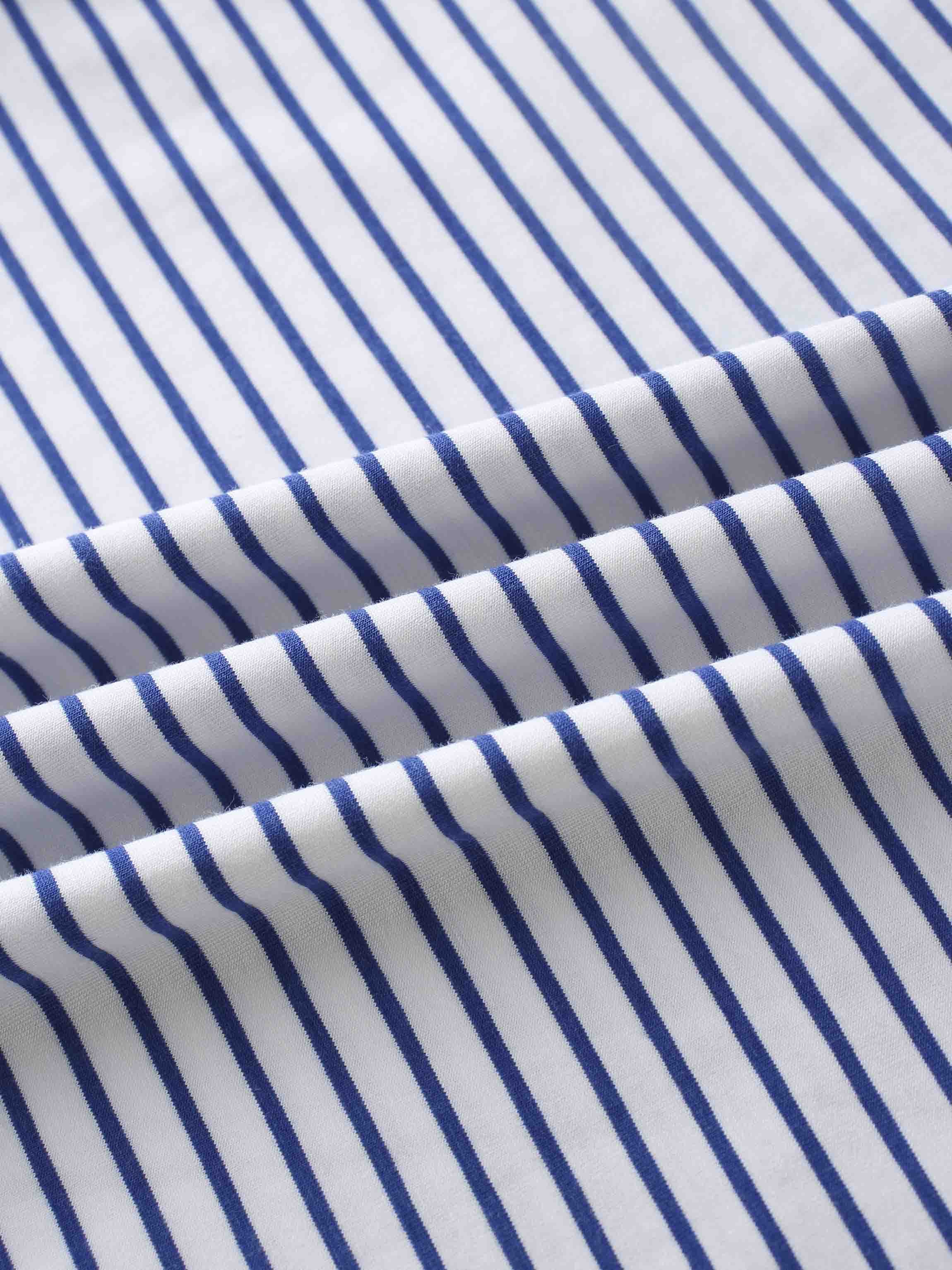 Flat Striped High V Long Sleeve-White/Navy