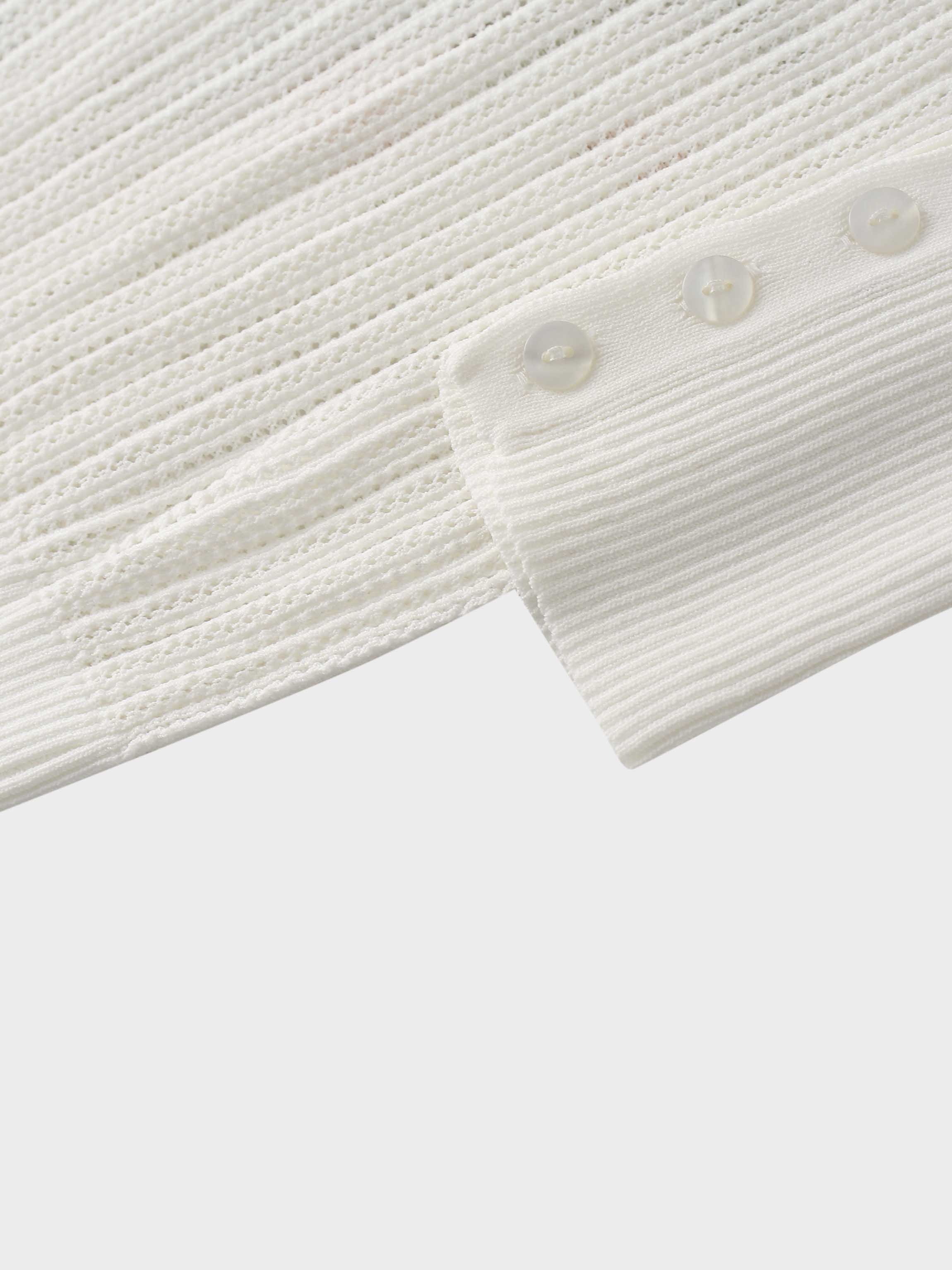 Printed Pointelle Sweater-White