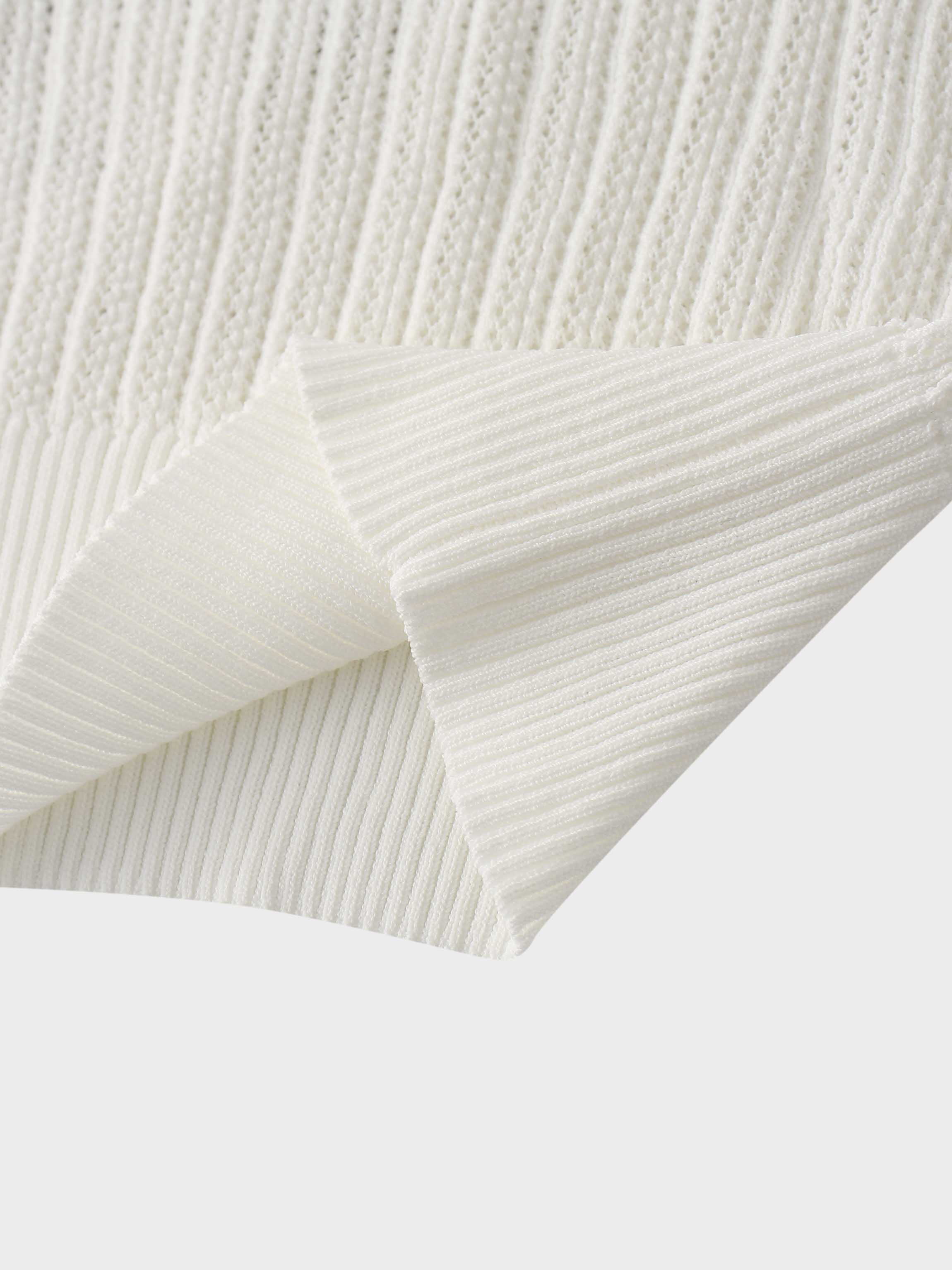 Printed Pointelle Sweater-White