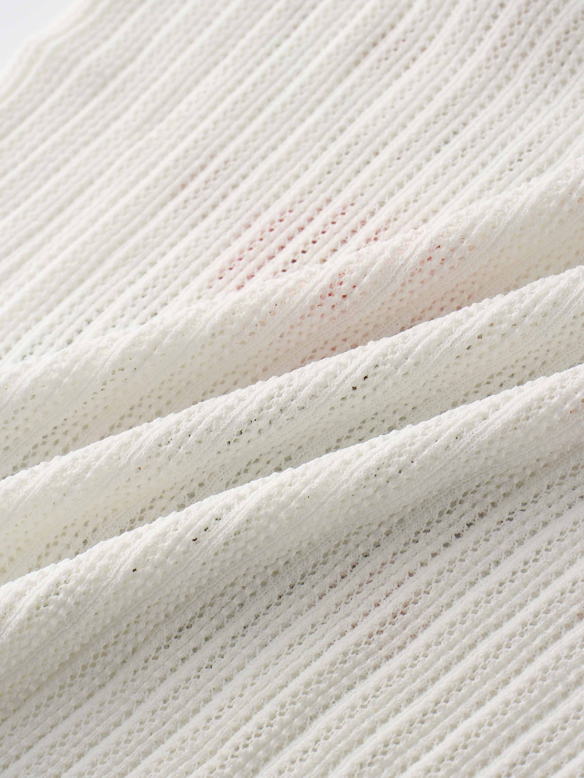 Printed Pointelle Sweater-White