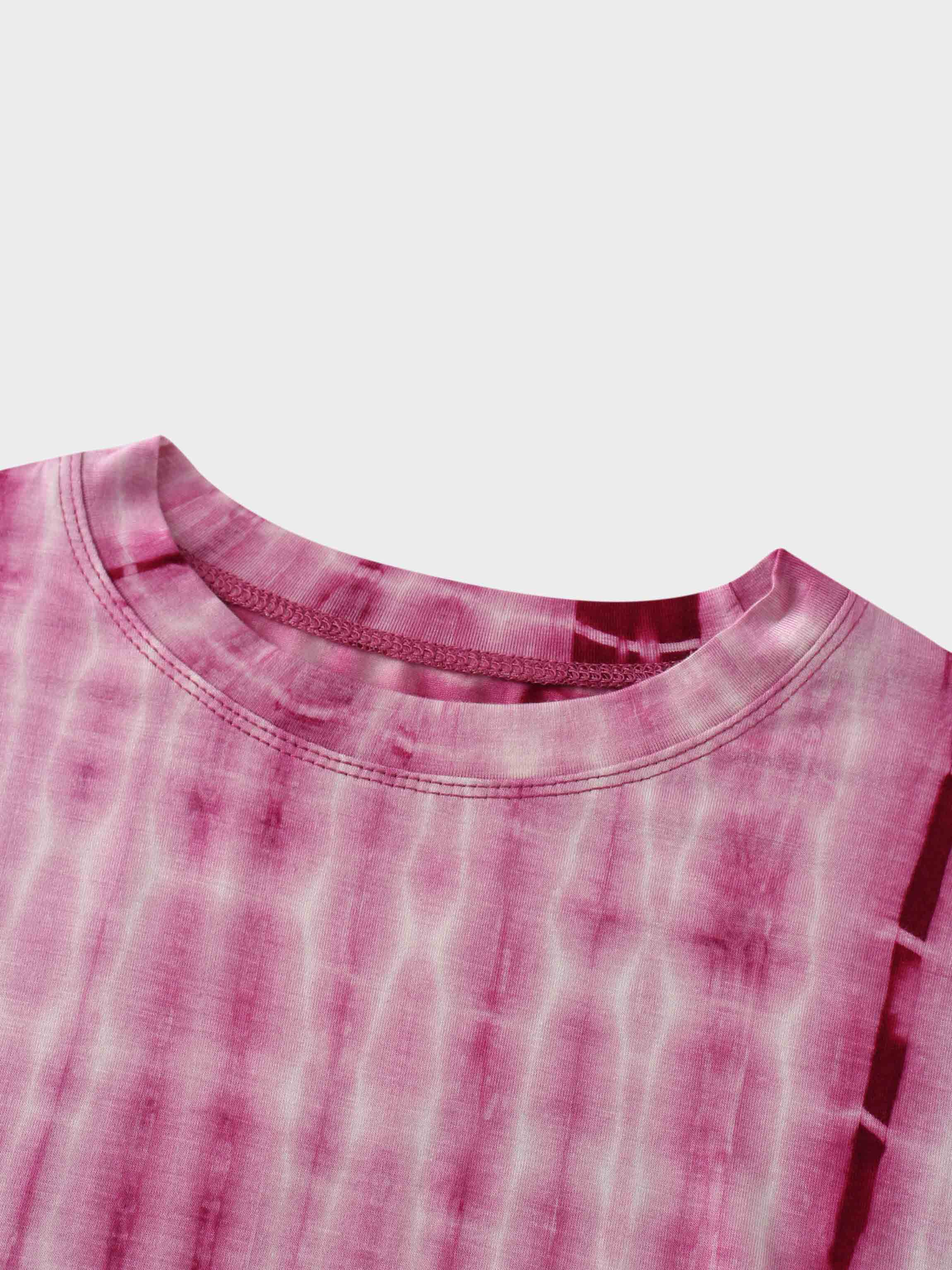 Tie Dye Crew Neck T-Shirt-Pink