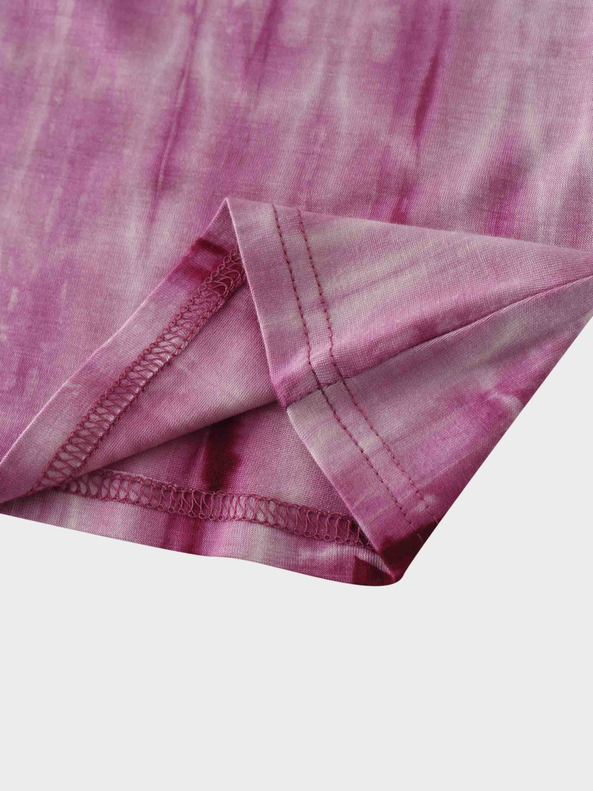 Tie Dye Crew Neck T-Shirt-Pink