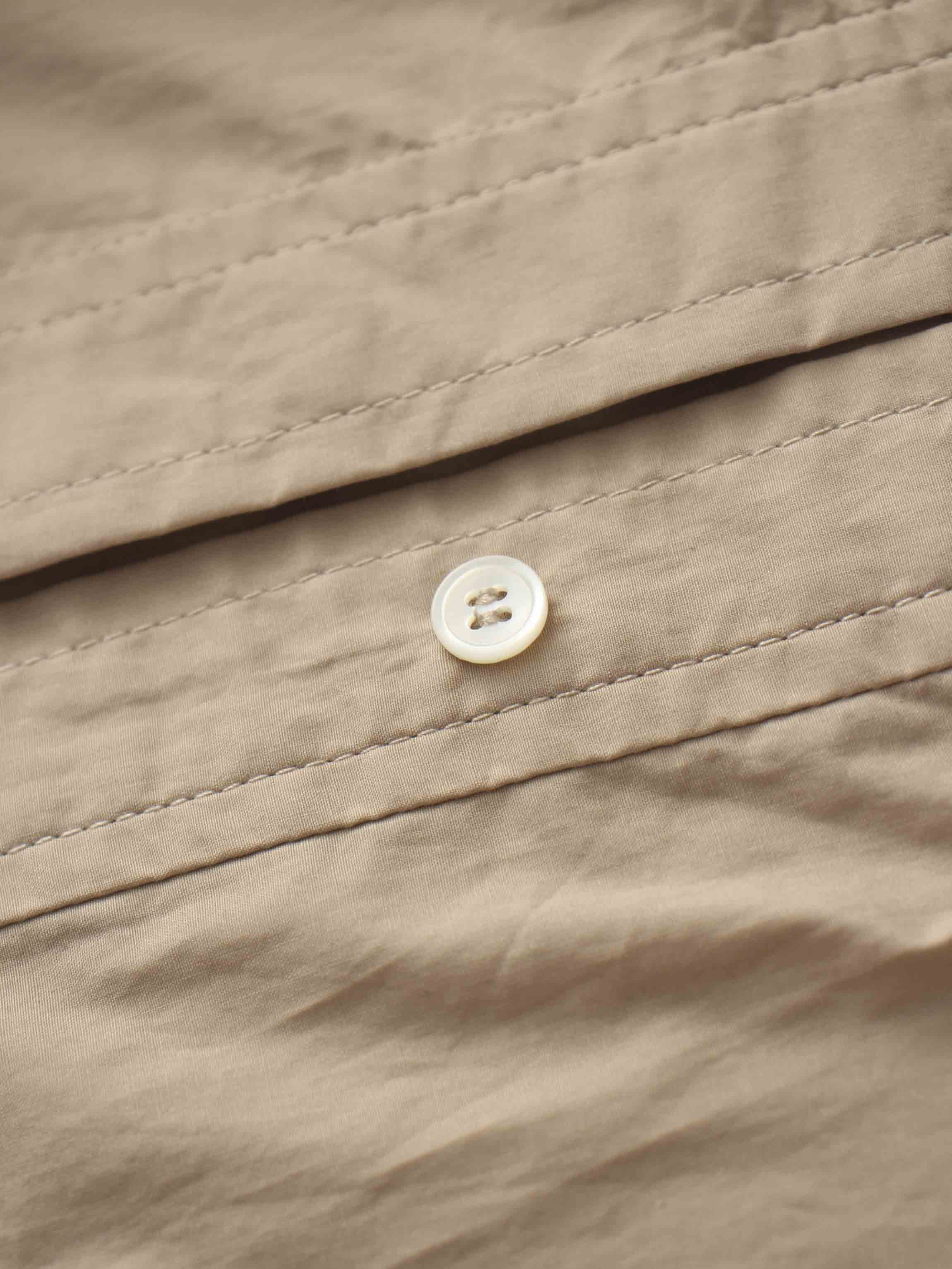 Button Overlay Shirtdress-Tan