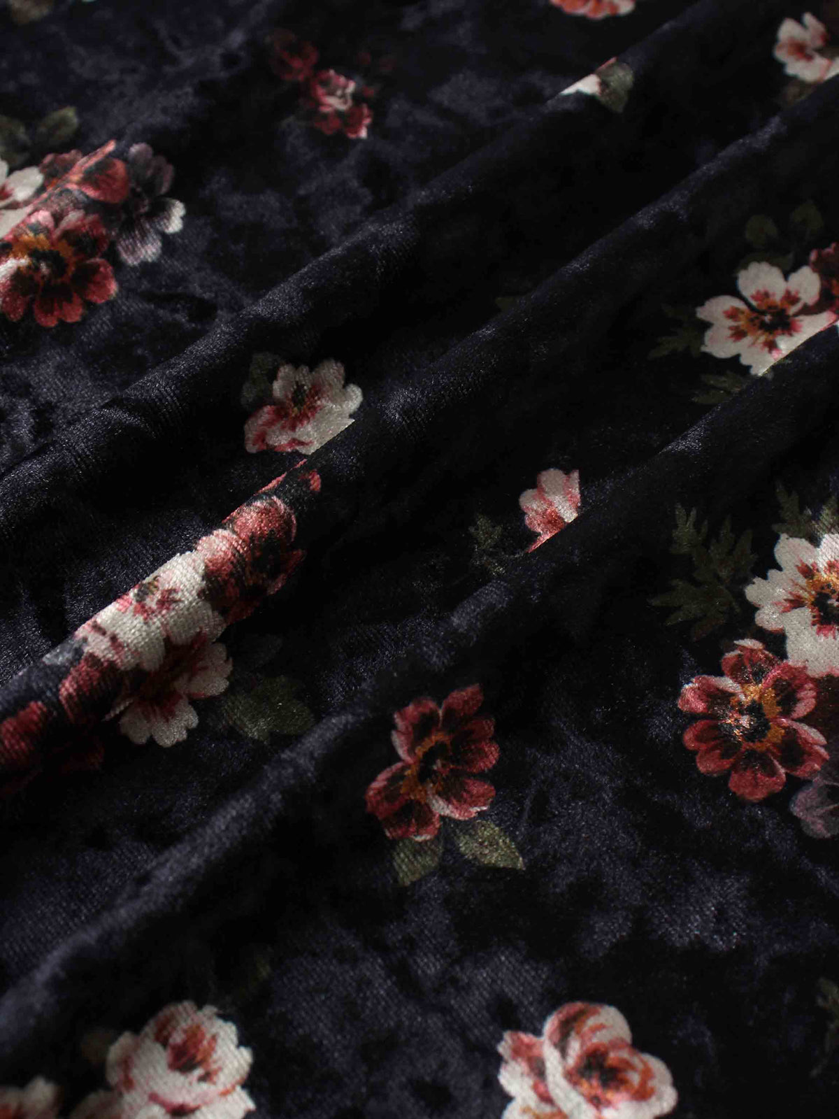 Printed Velour Turtleneck-Rosy