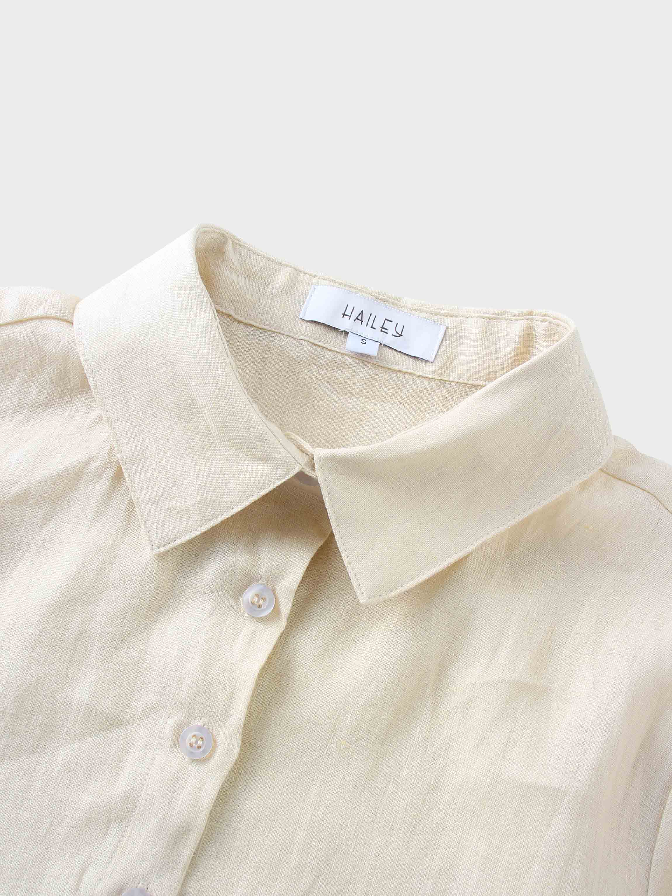 Linen Button Down Blouse-Ecru