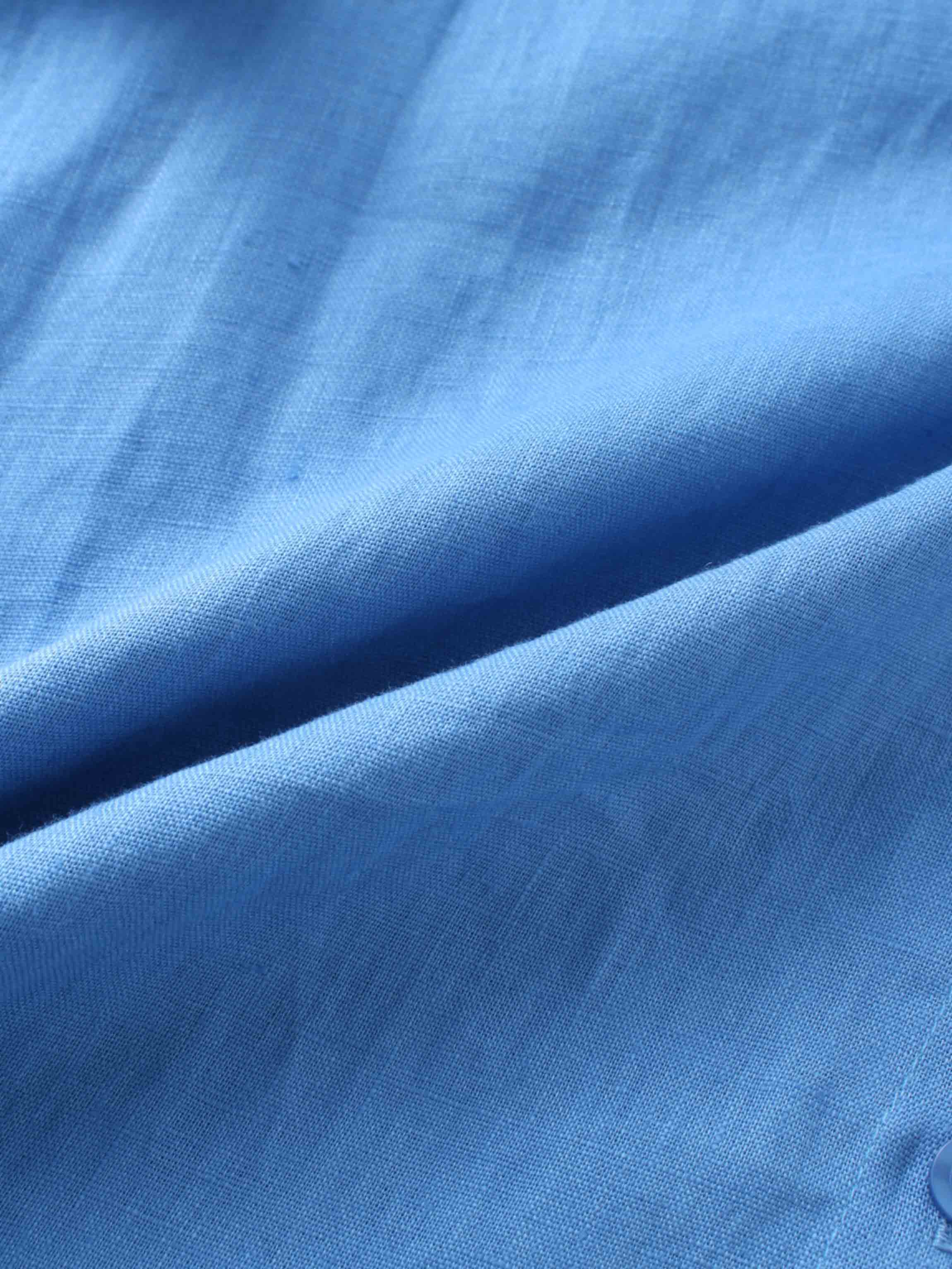 Linen Button Down Blouse-Ocean Blue