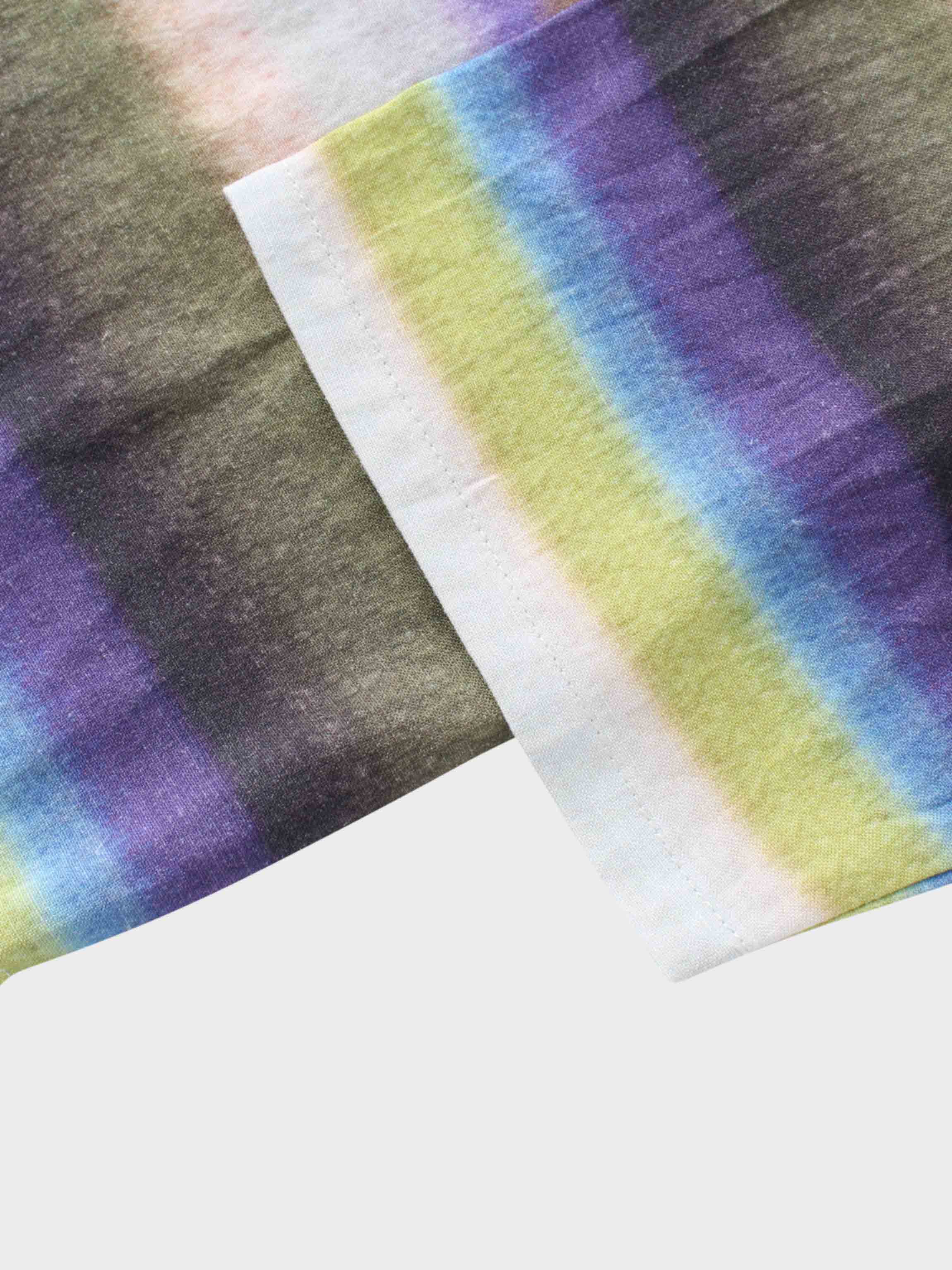 Linen Blend Crop Swing Top-Ombre Stripe