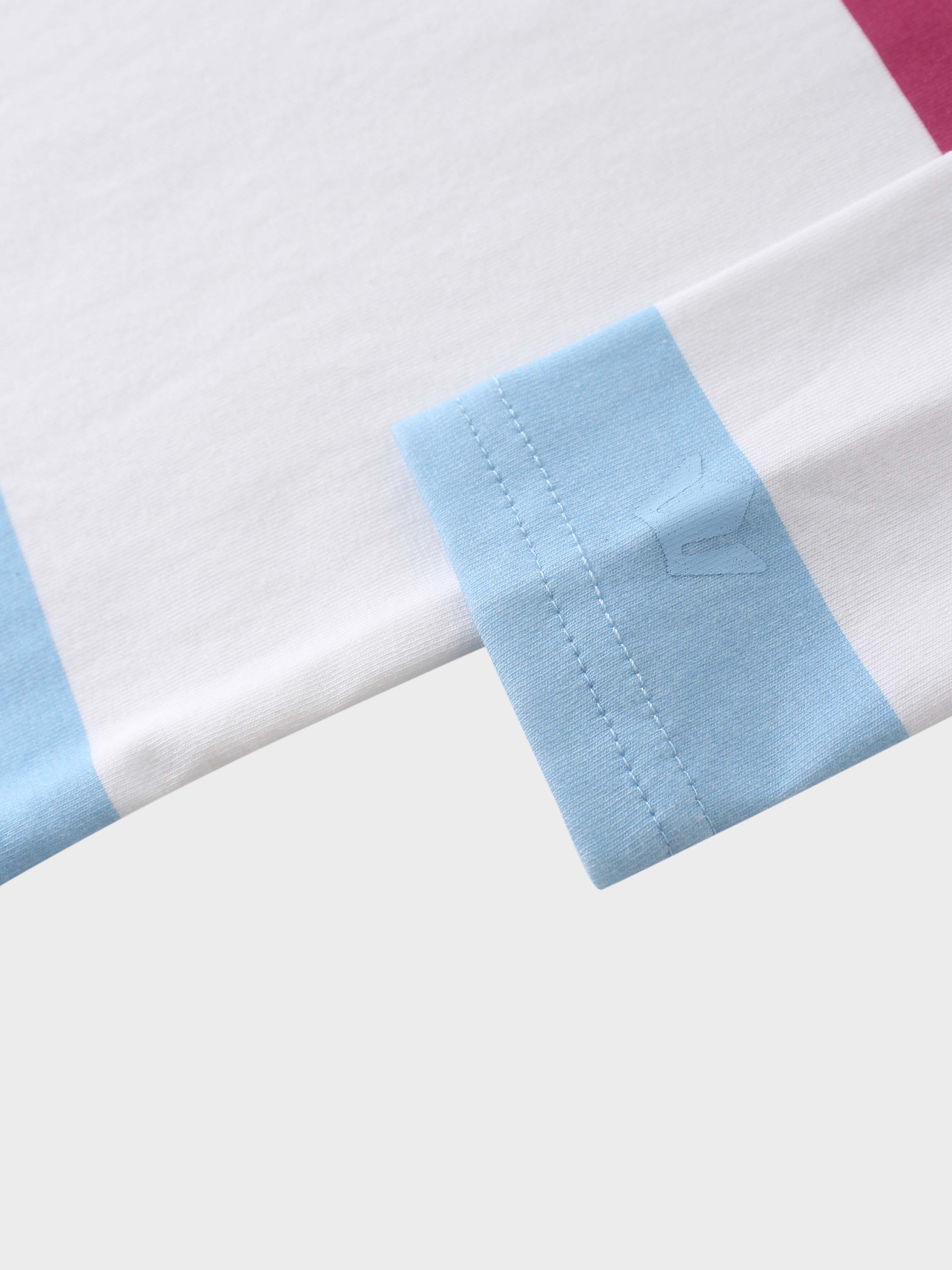 Printed Collar Snap Tee-Rugby Stripe