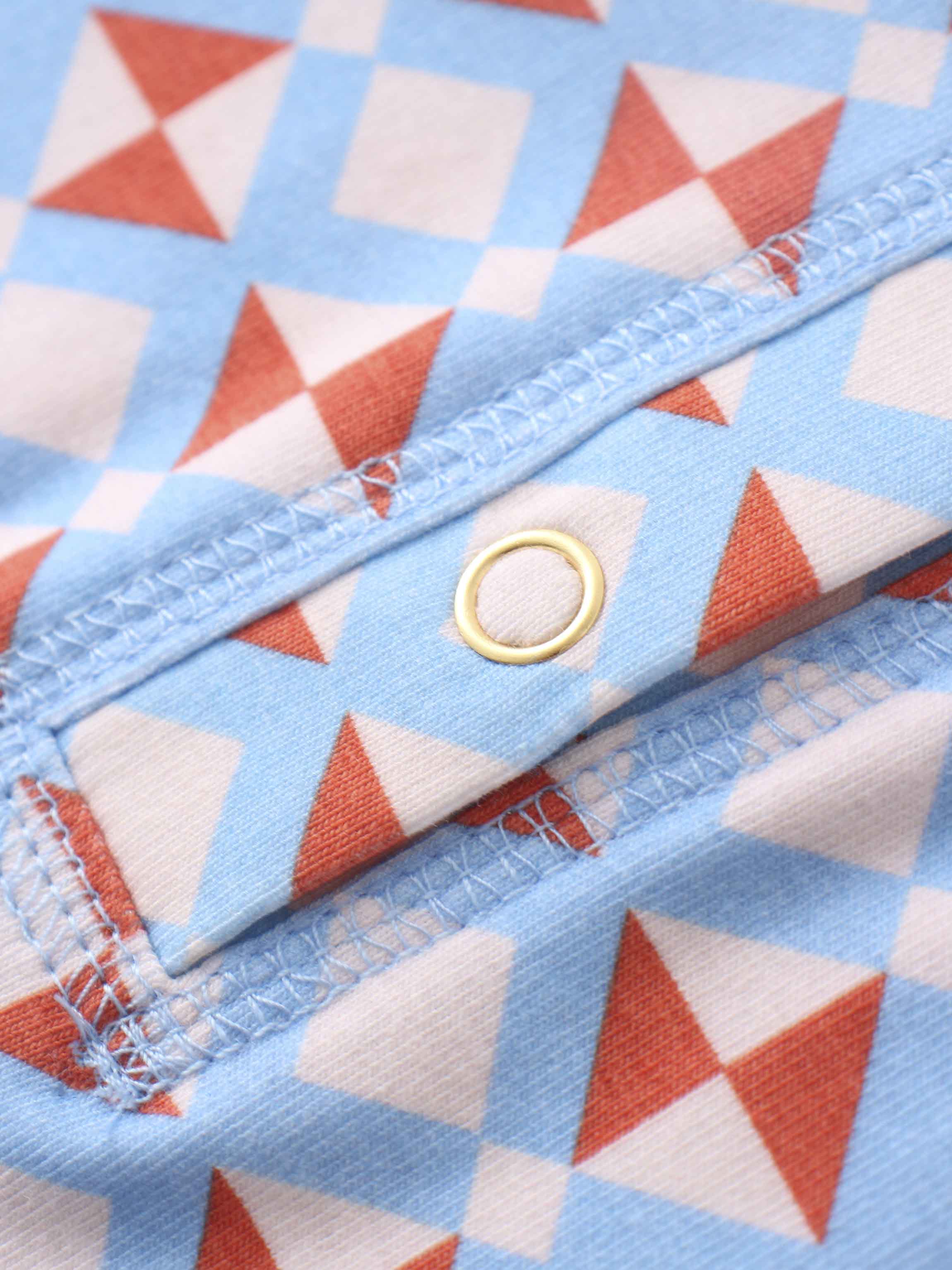 Printed Collar Snap Tee-Kaleidoscope Geo