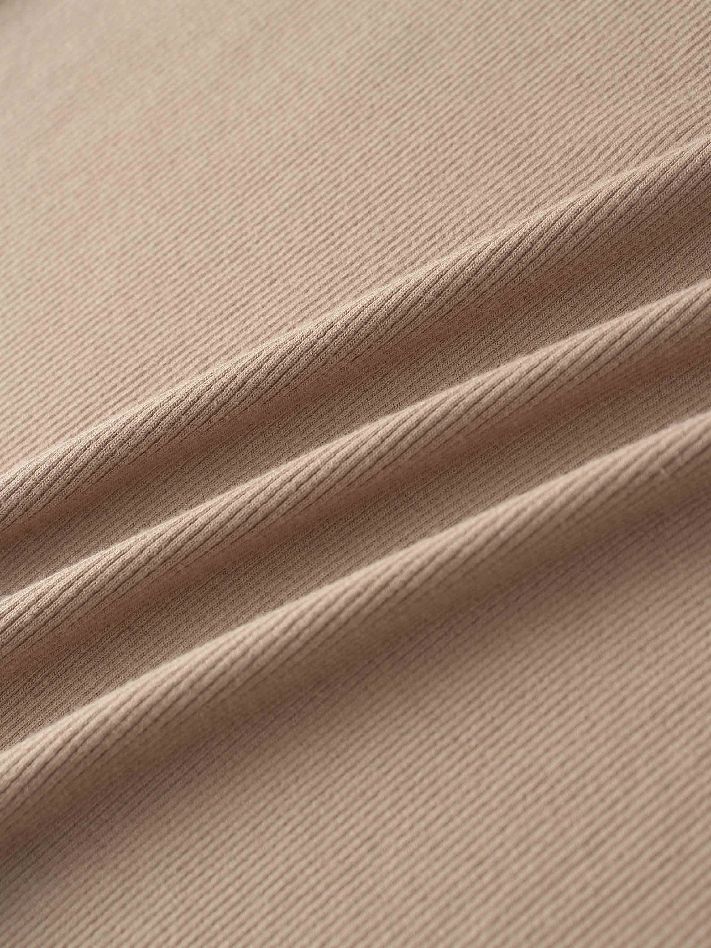 RIBBED HIGH V LS-TAUPE