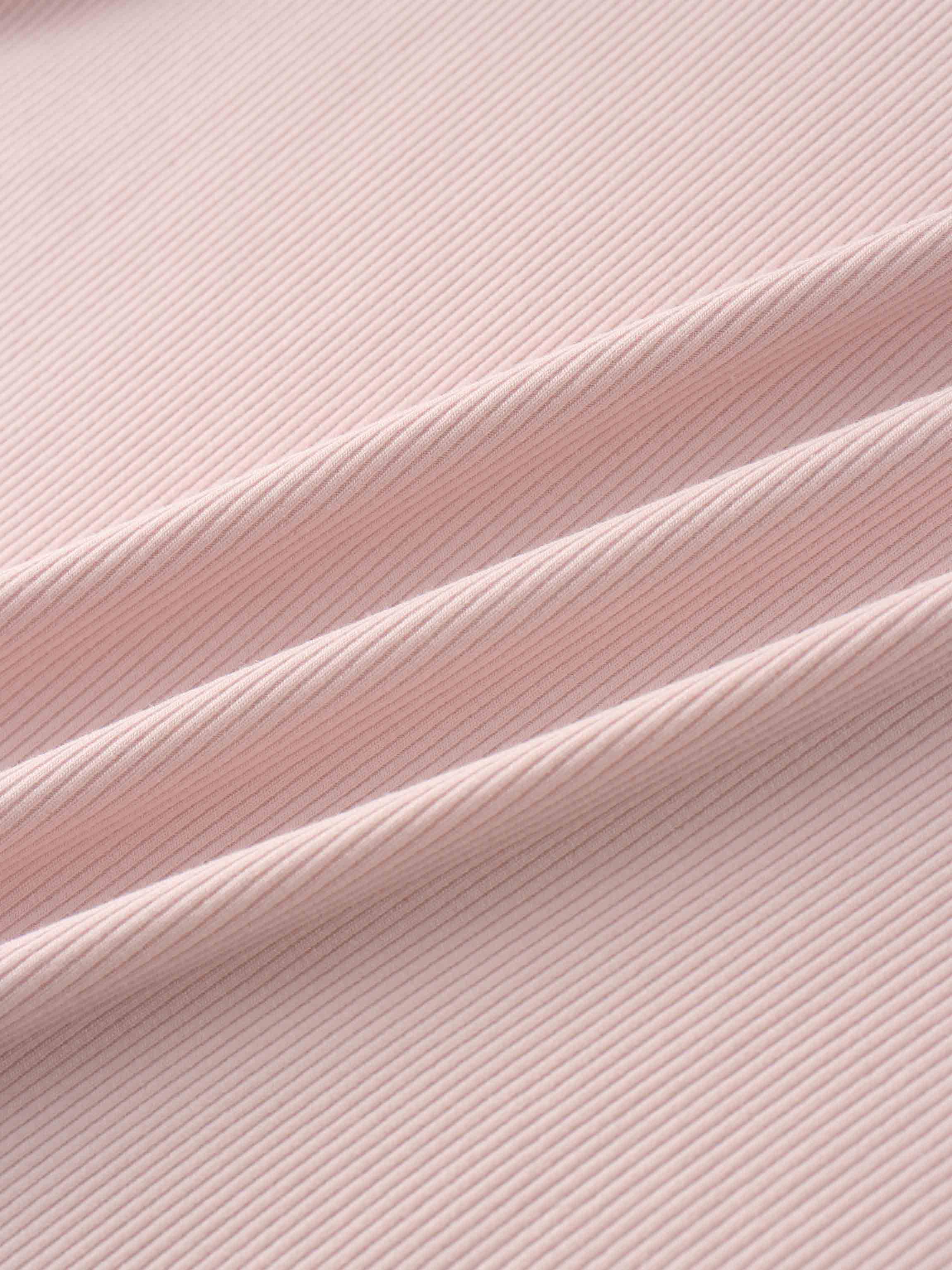 RIBBED HIGH V TEE LS-BABY PINK