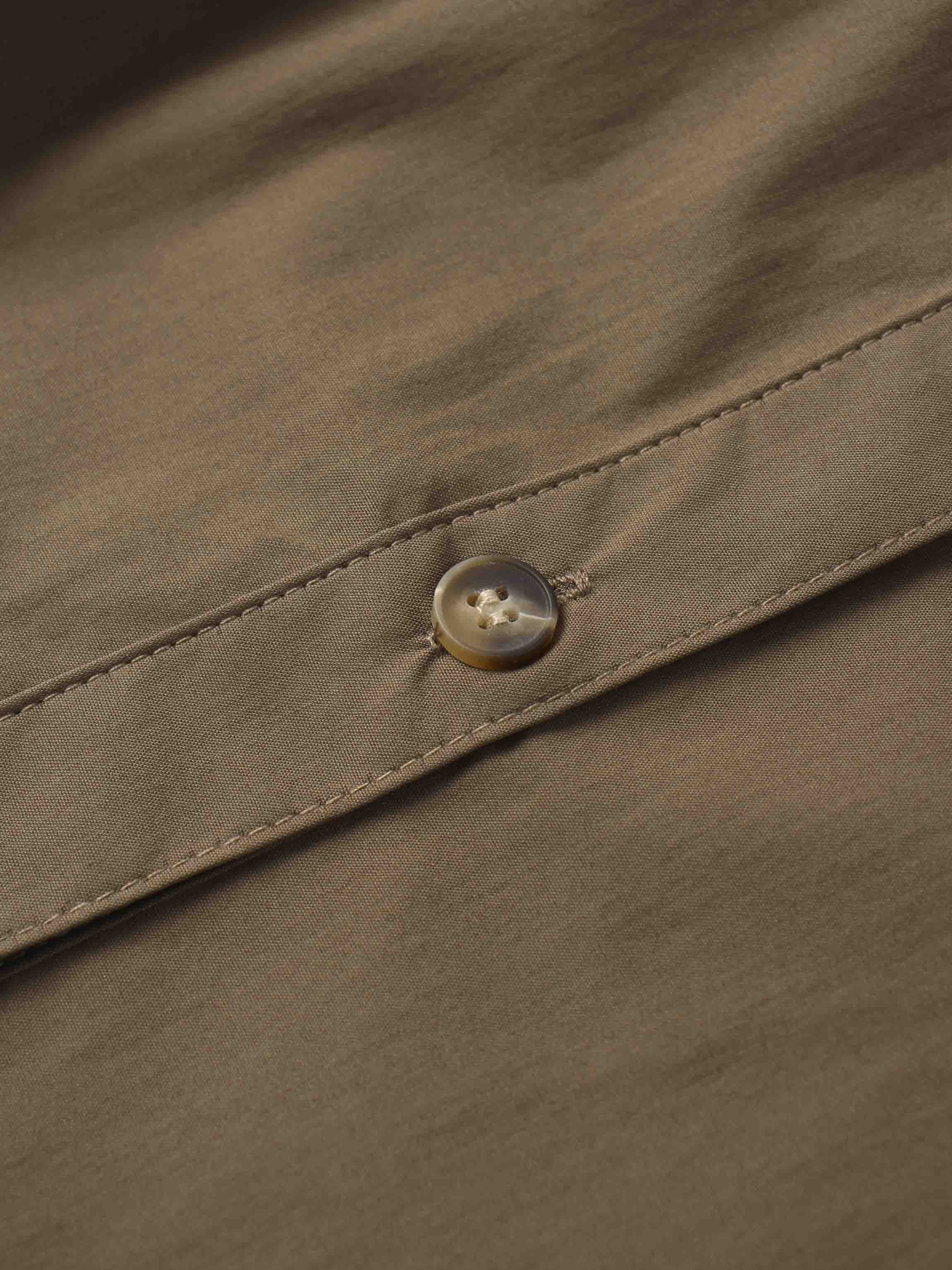 Button Down Cotton Blend Skirt-Brown