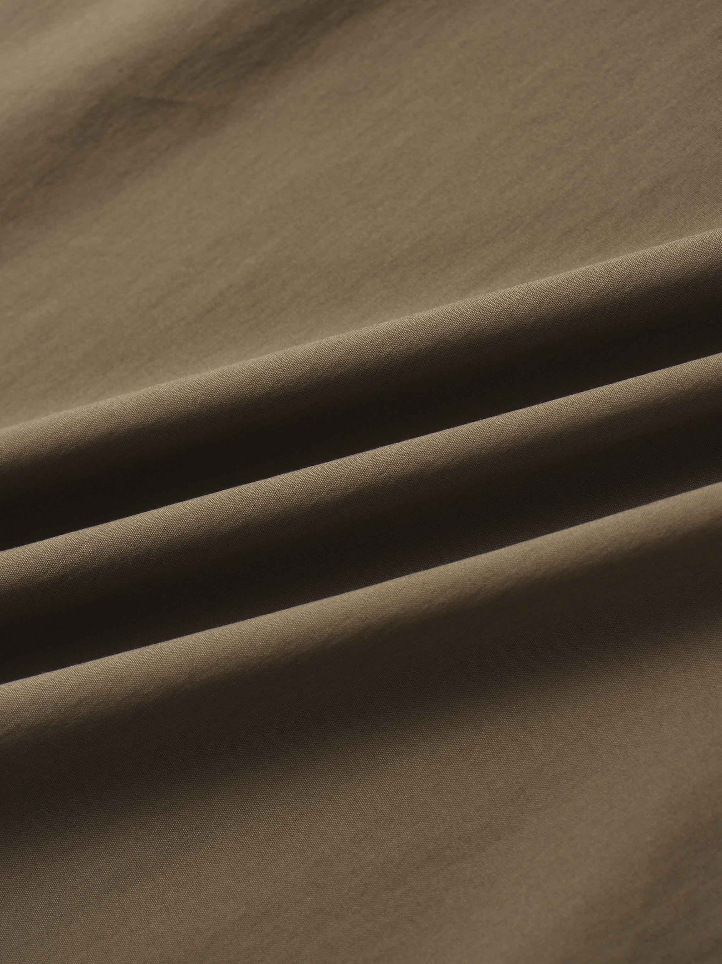 Button Down Cotton Blend Skirt-Brown