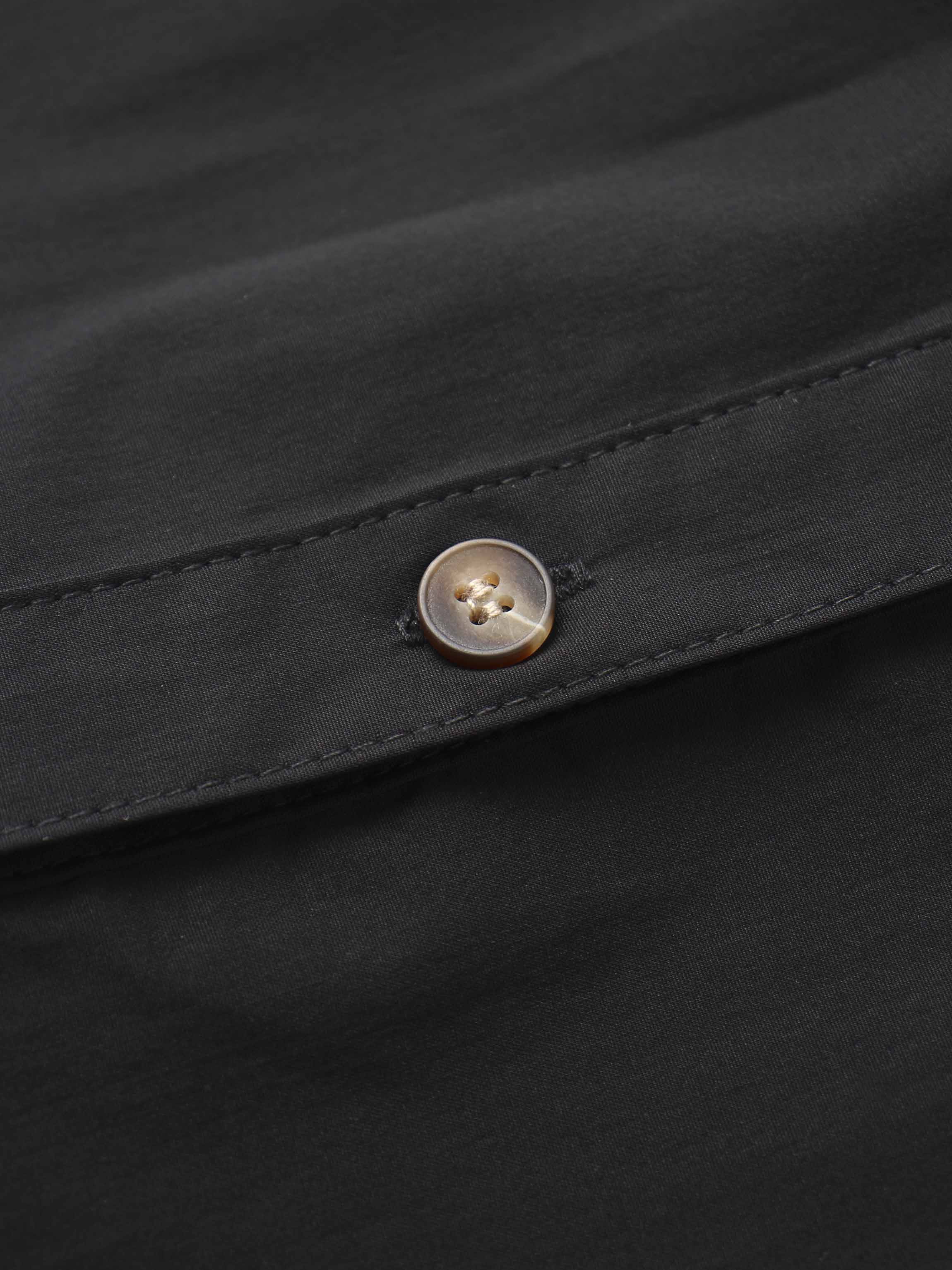 Button Down Cotton Blend Skirt-Black