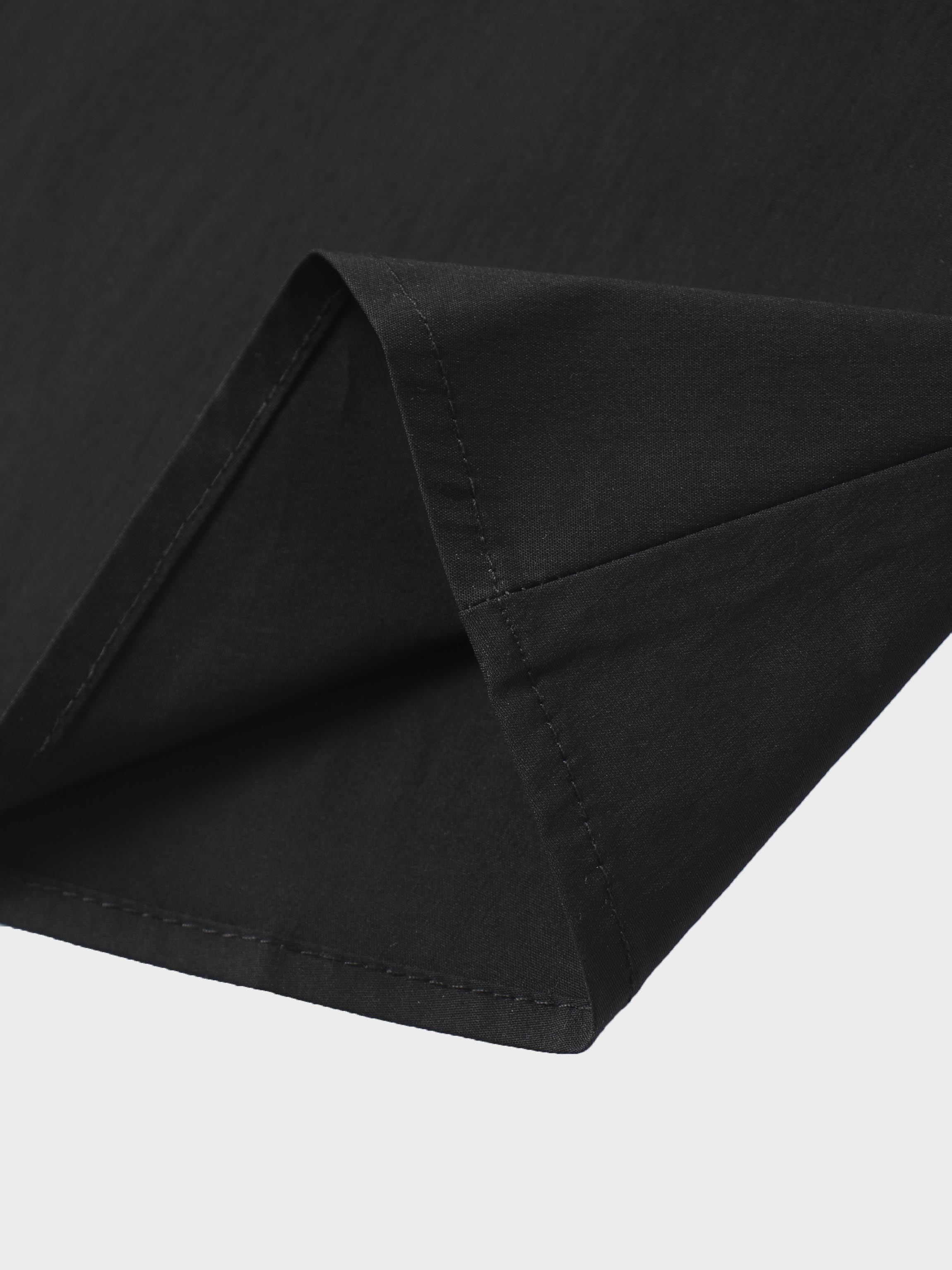 Button Down Cotton Blend Skirt-Black