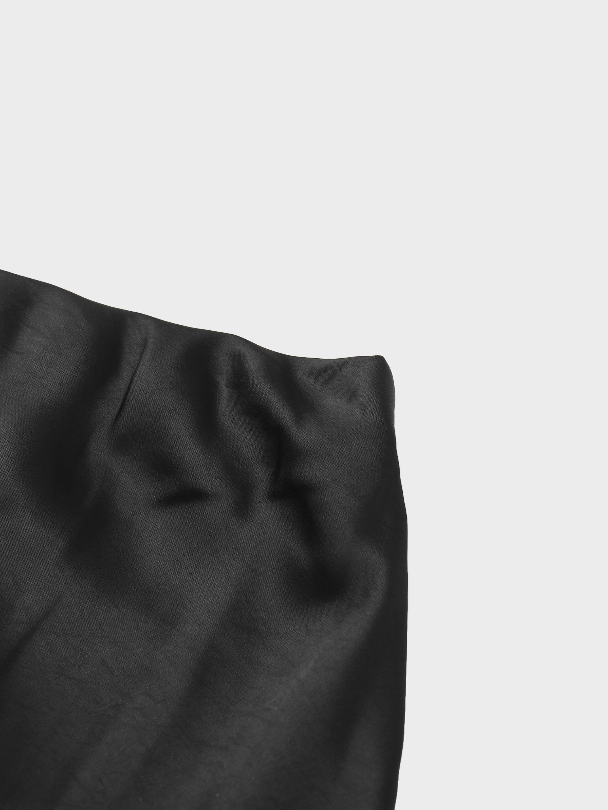 Faux Satin A-Line Skirt-Black