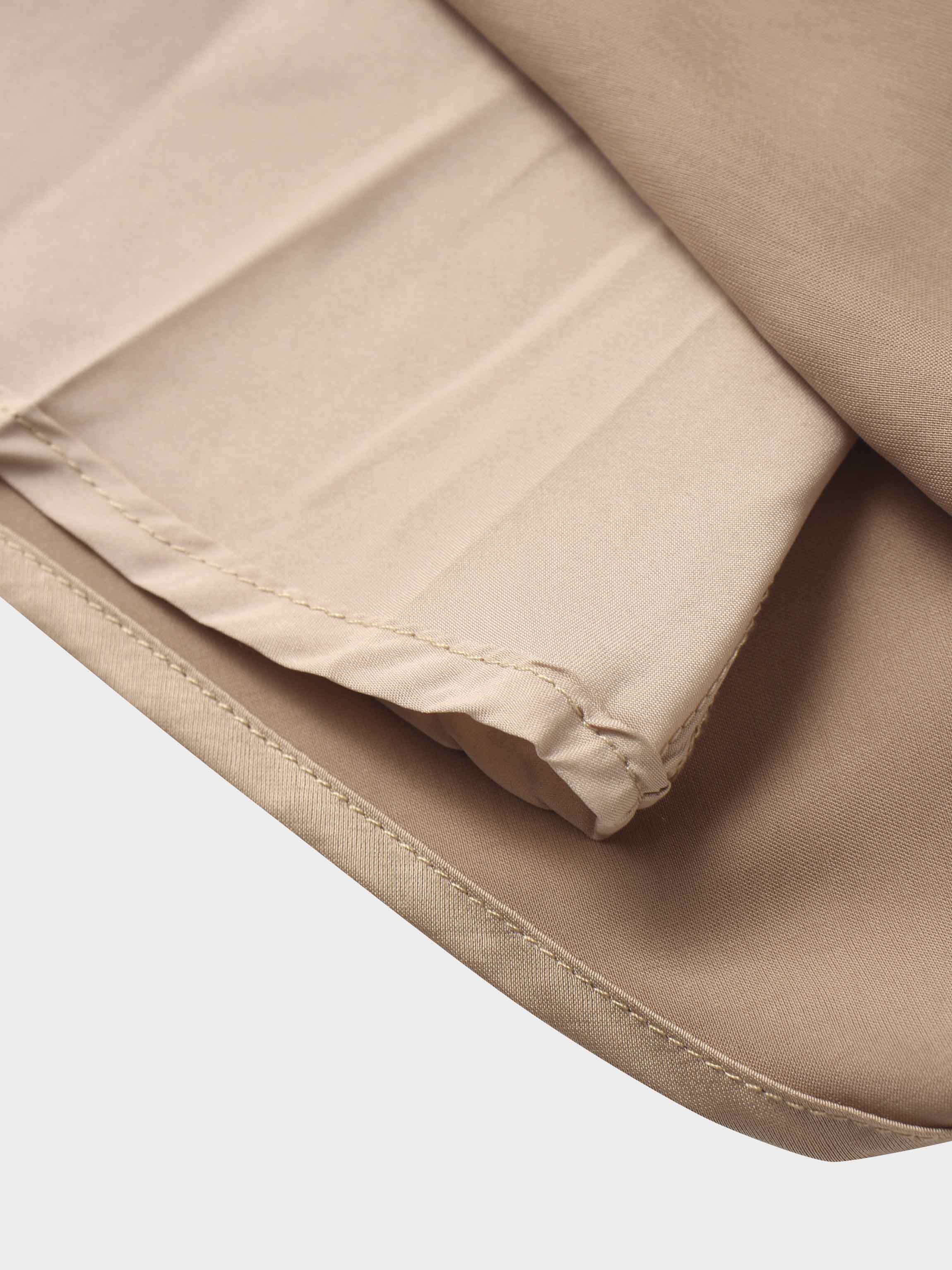 Faux Satin A-Line Skirt-Taupe