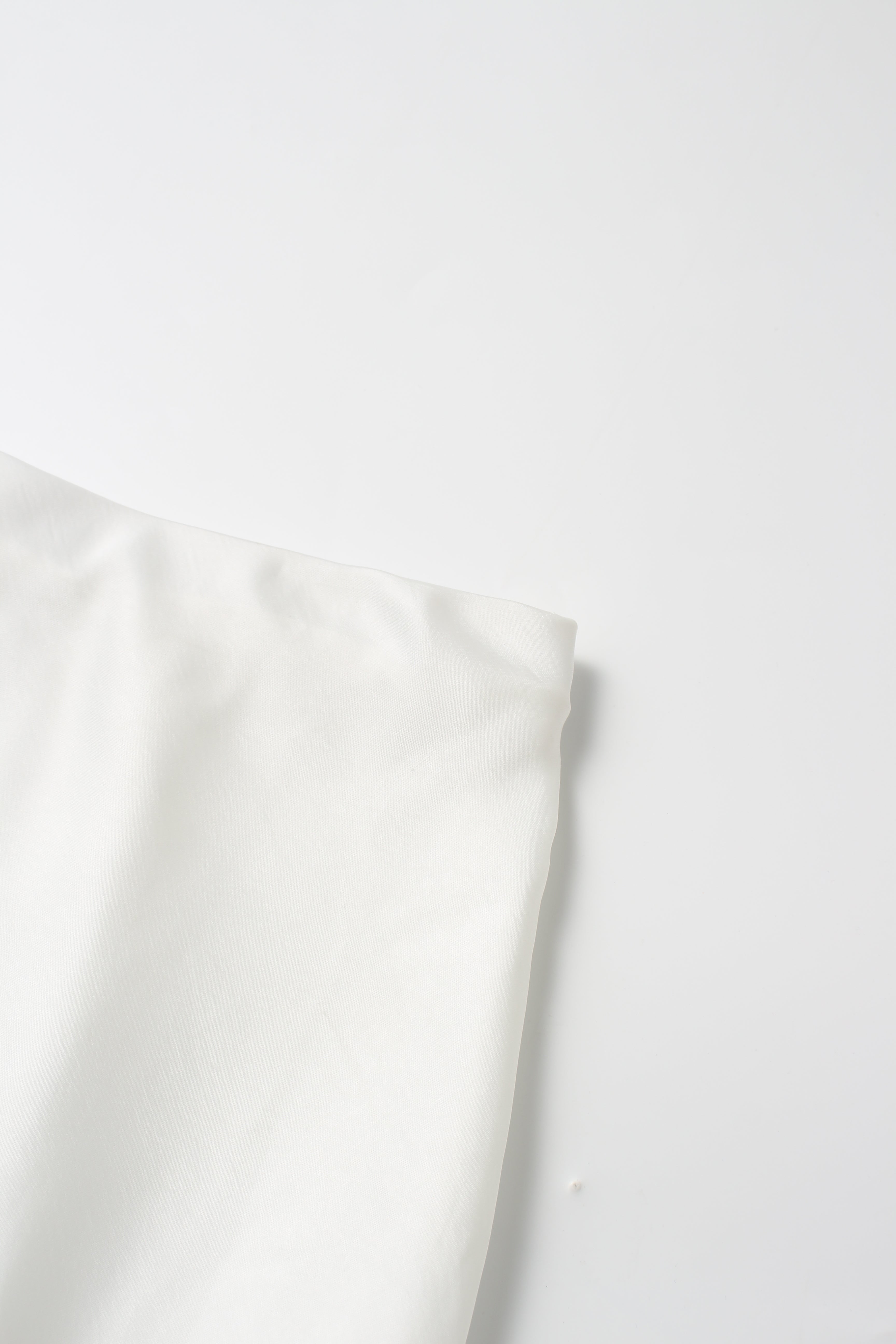 Faux Satin A-Line Skirt-White