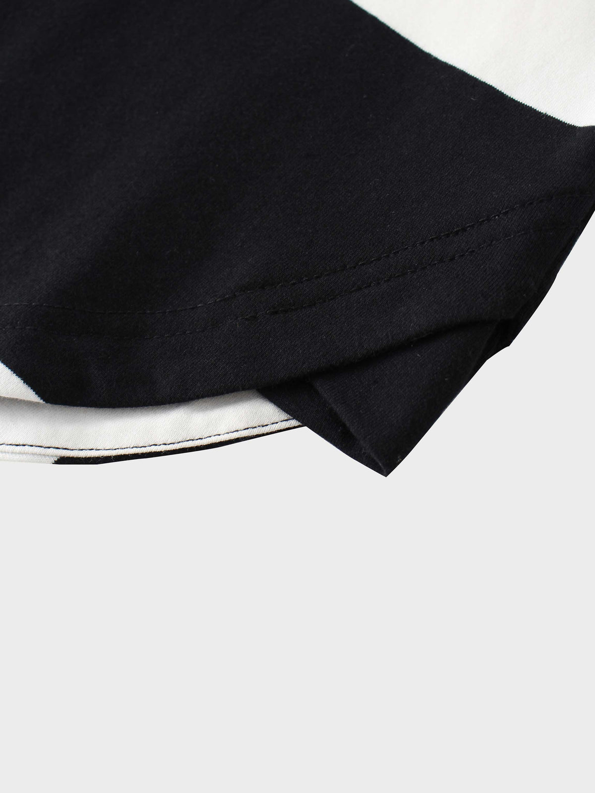 Oversized Rounded Hem T-Shirt-Black/White