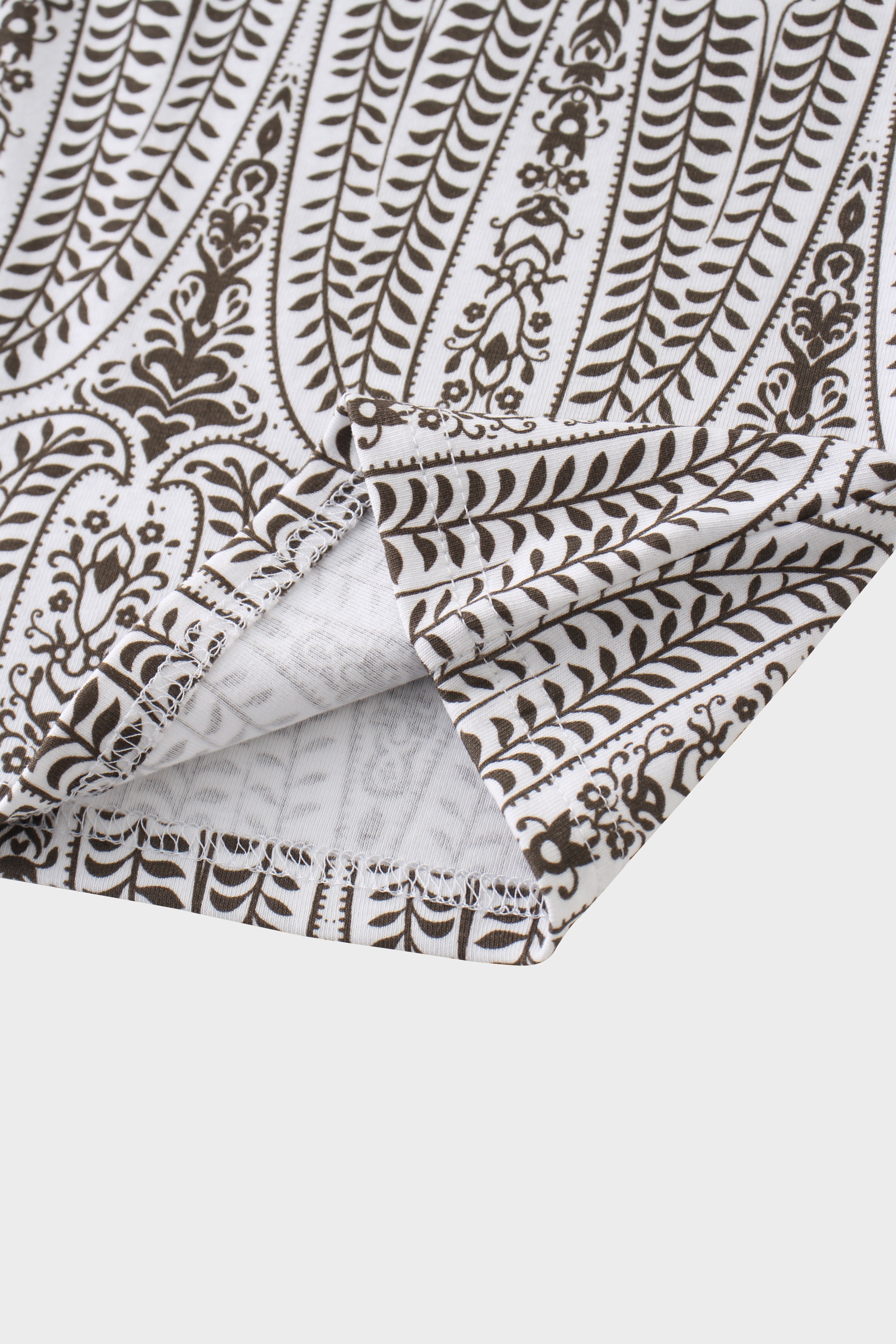 Basic Printed T-shirt-Paisley Vines Brown