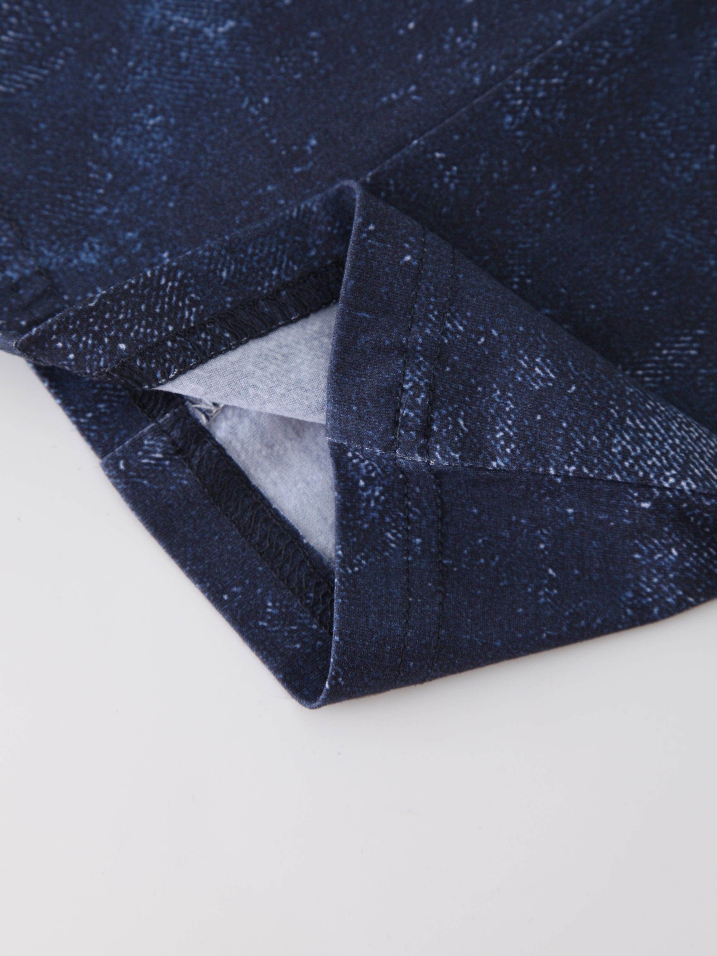 Denim Printed Panel Skirt-Blue 24"