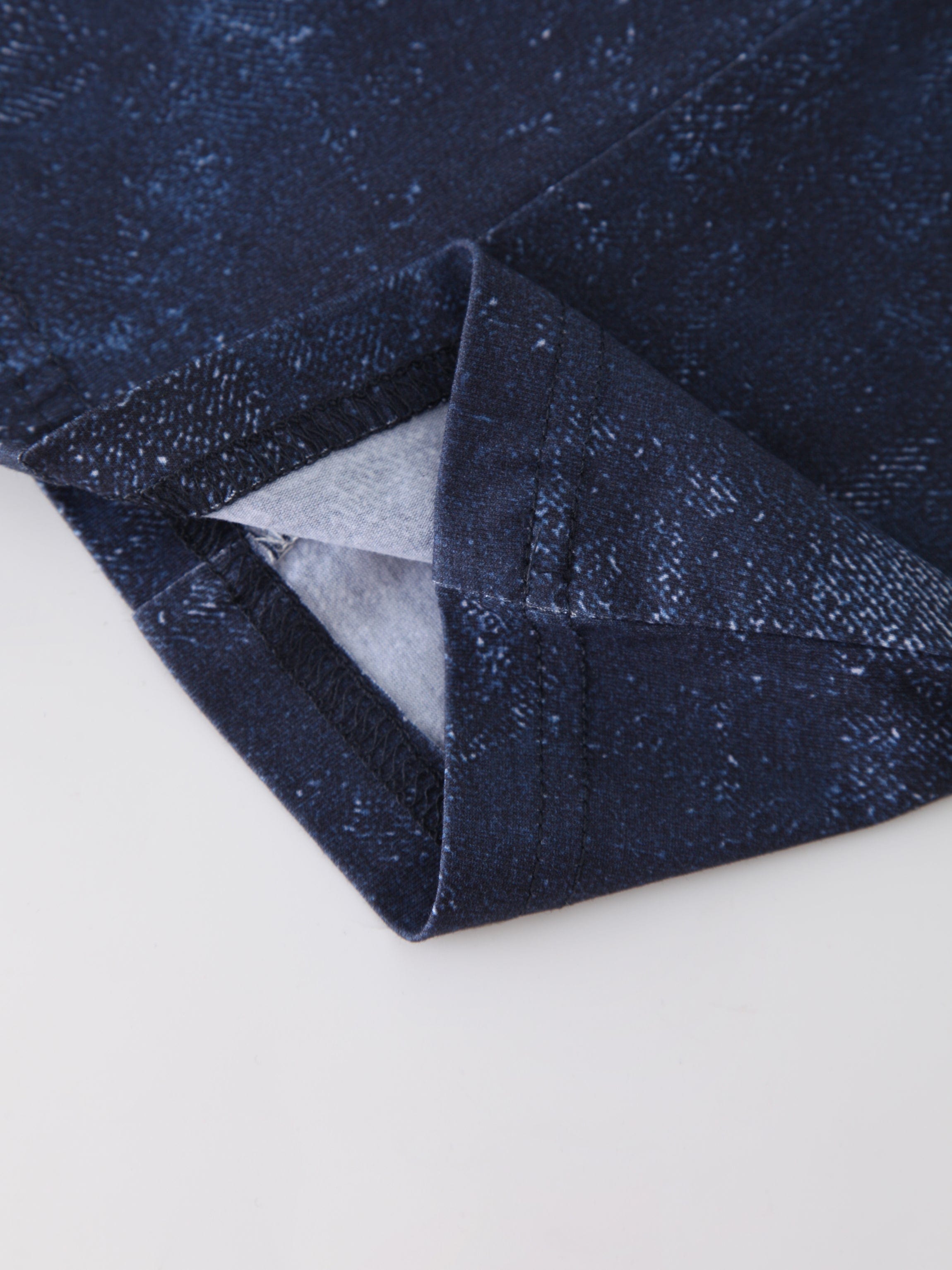 Denim Printed Panel Skirt-Blue 36"