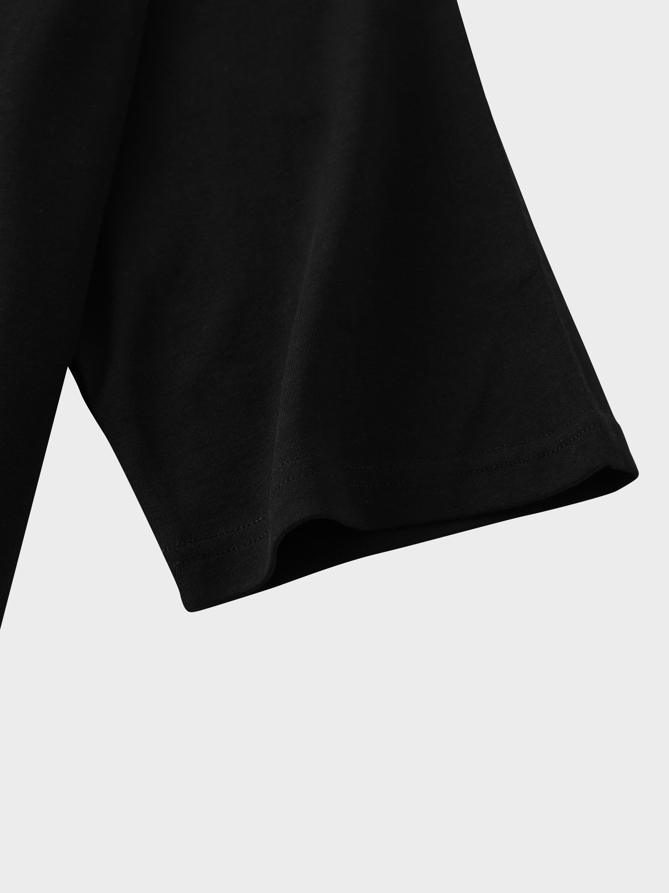 Oversized Boxy 3Q Sleeve Tee-Black