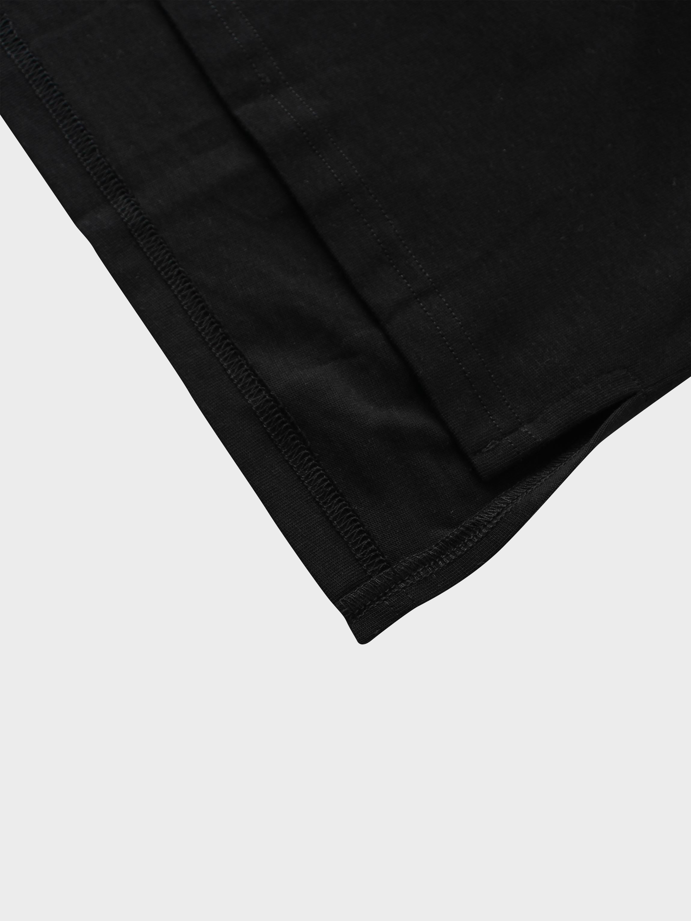 Oversized Boxy 3Q Sleeve Tee-Black