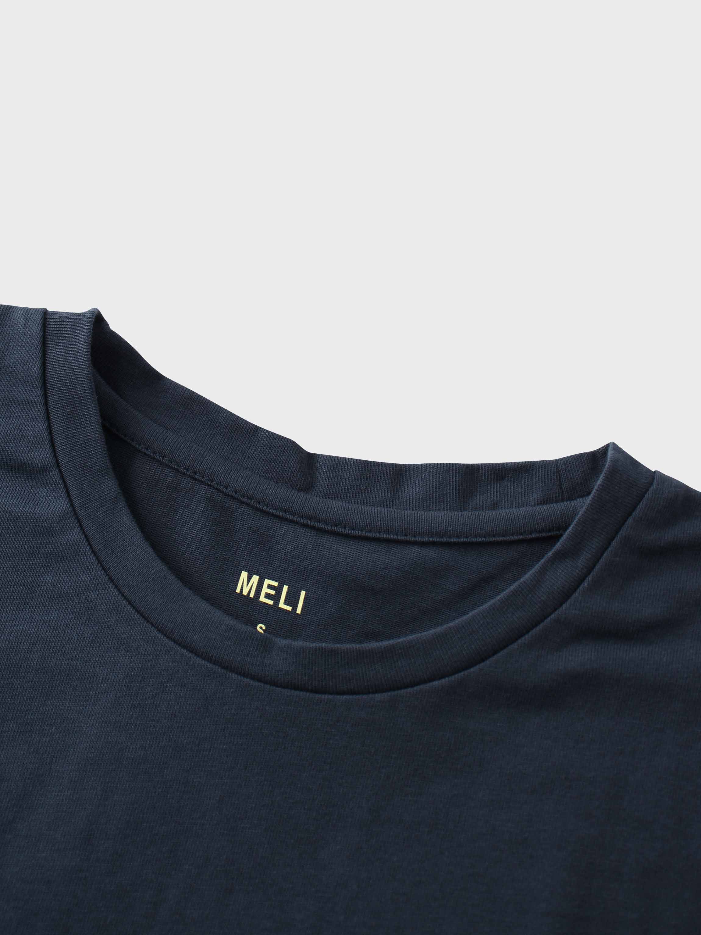 Oversized Boxy 3Q Sleeve Tee-Navy