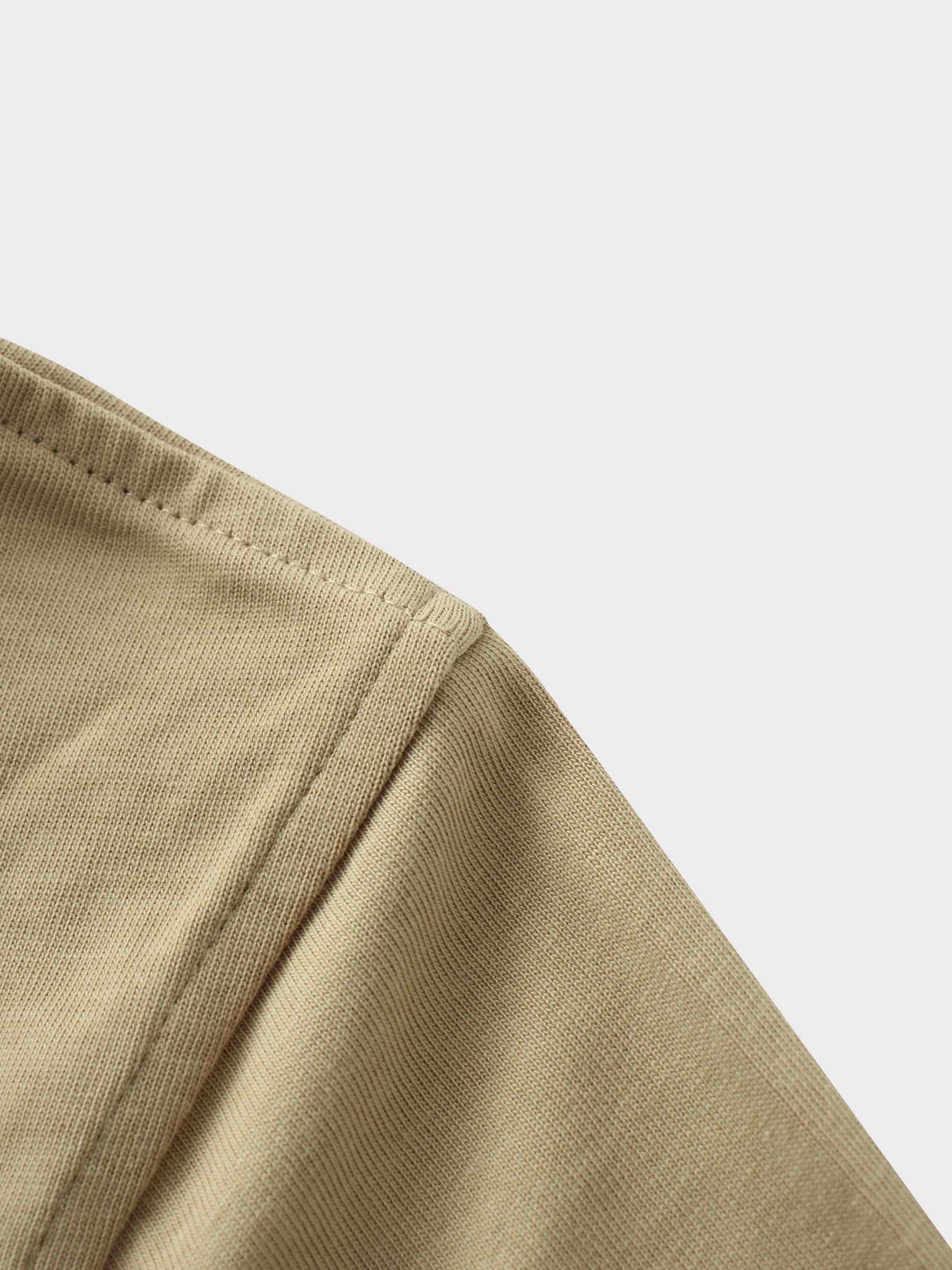 Oversized Boxy 3Q Sleeve Tee-Tan