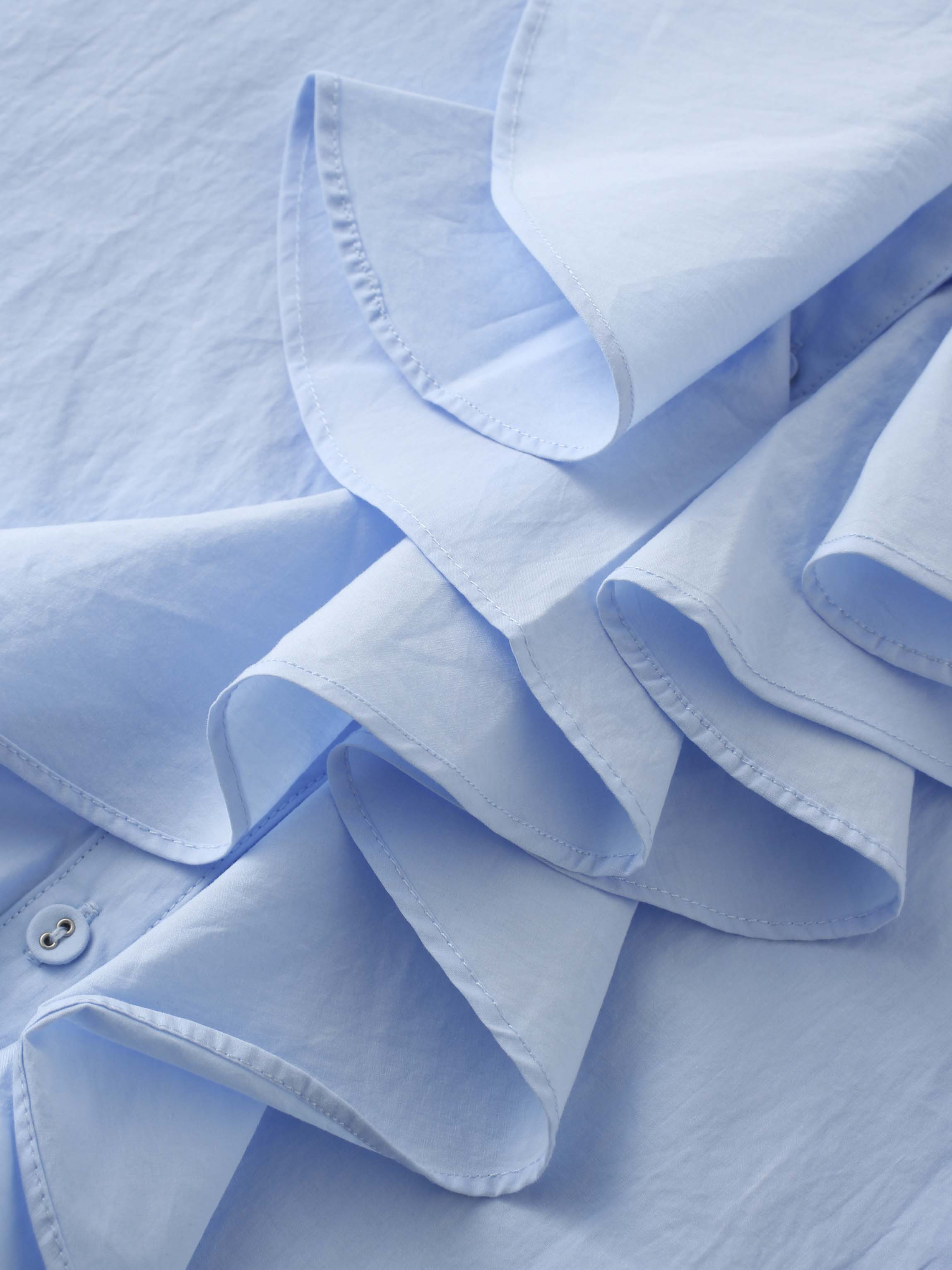 Asymmetrical Ruffle Blouse-Light Blue